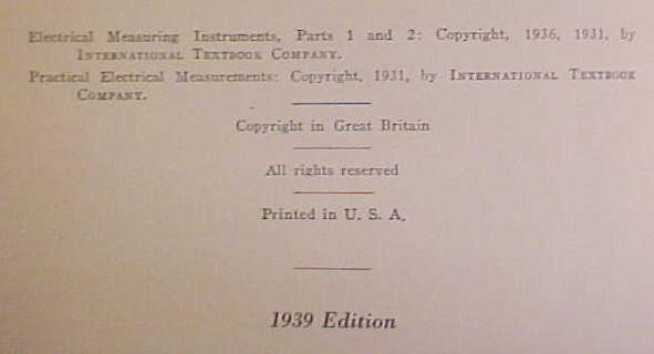 Electrical Measuring Instruments 1939