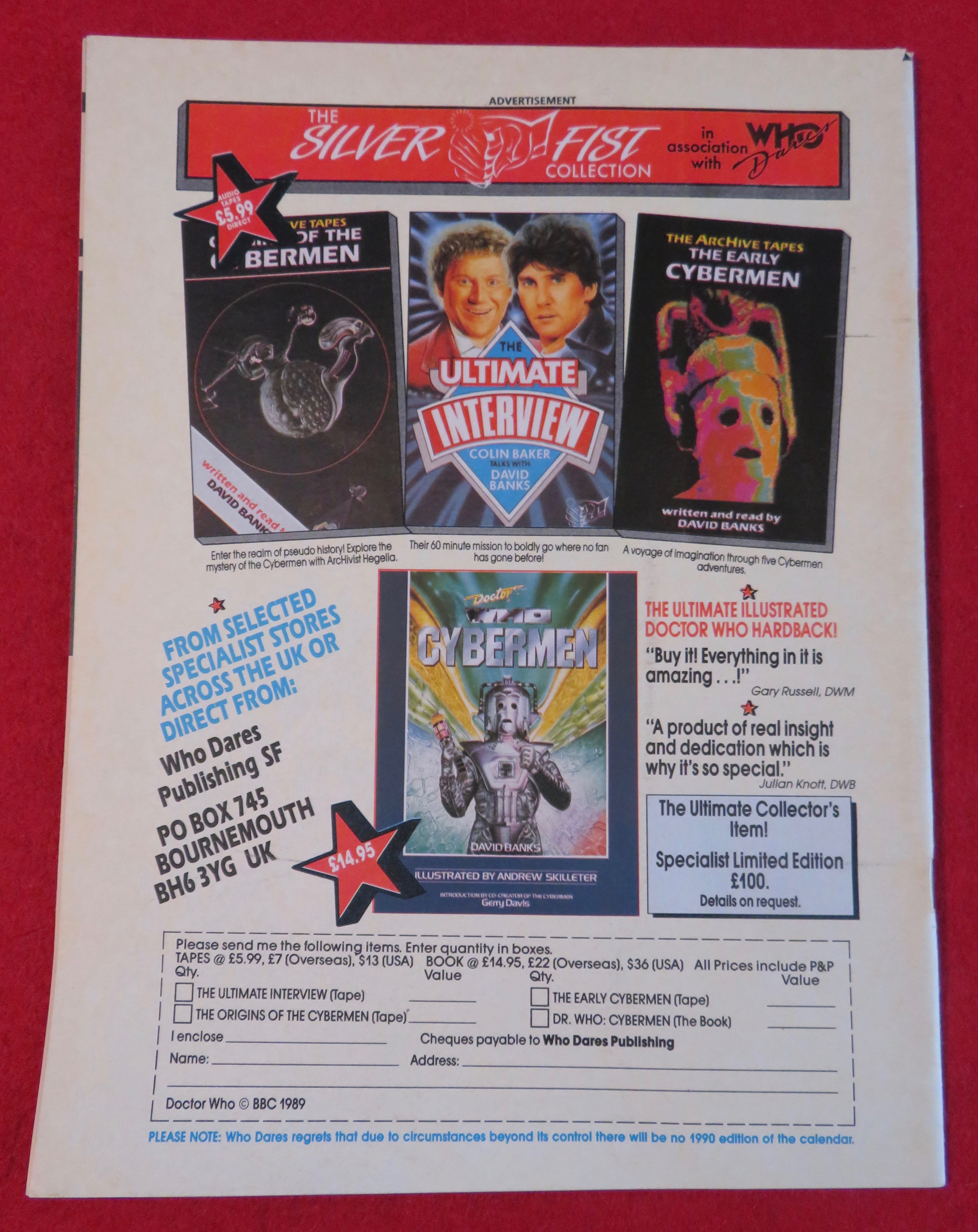 Doctor (Dr) Who Magazine December 1989