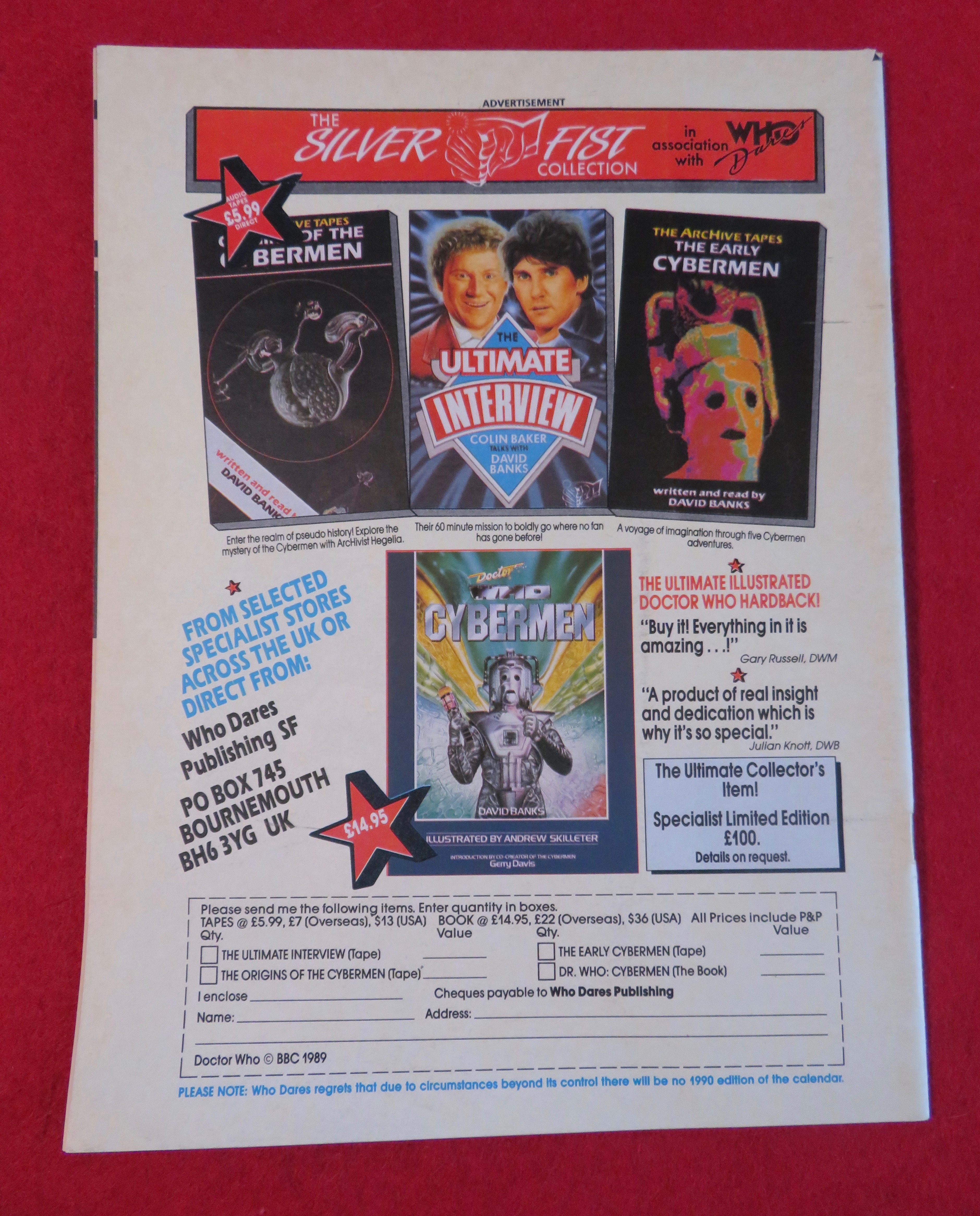 Doctor (Dr) Who Magazine December 1989
