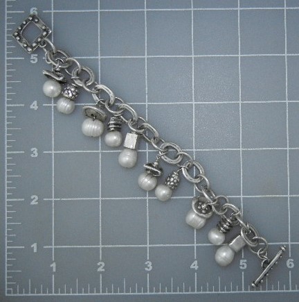 Charm Bracelet Sterling Silver Freshwater Pearls RM