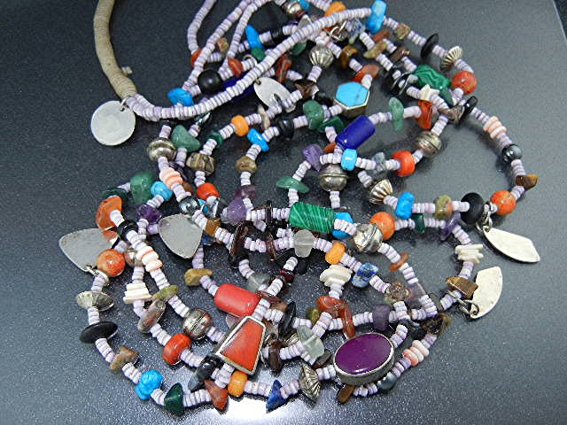 Navajo Sterling Silver Beaded Treasure Necklace Signed