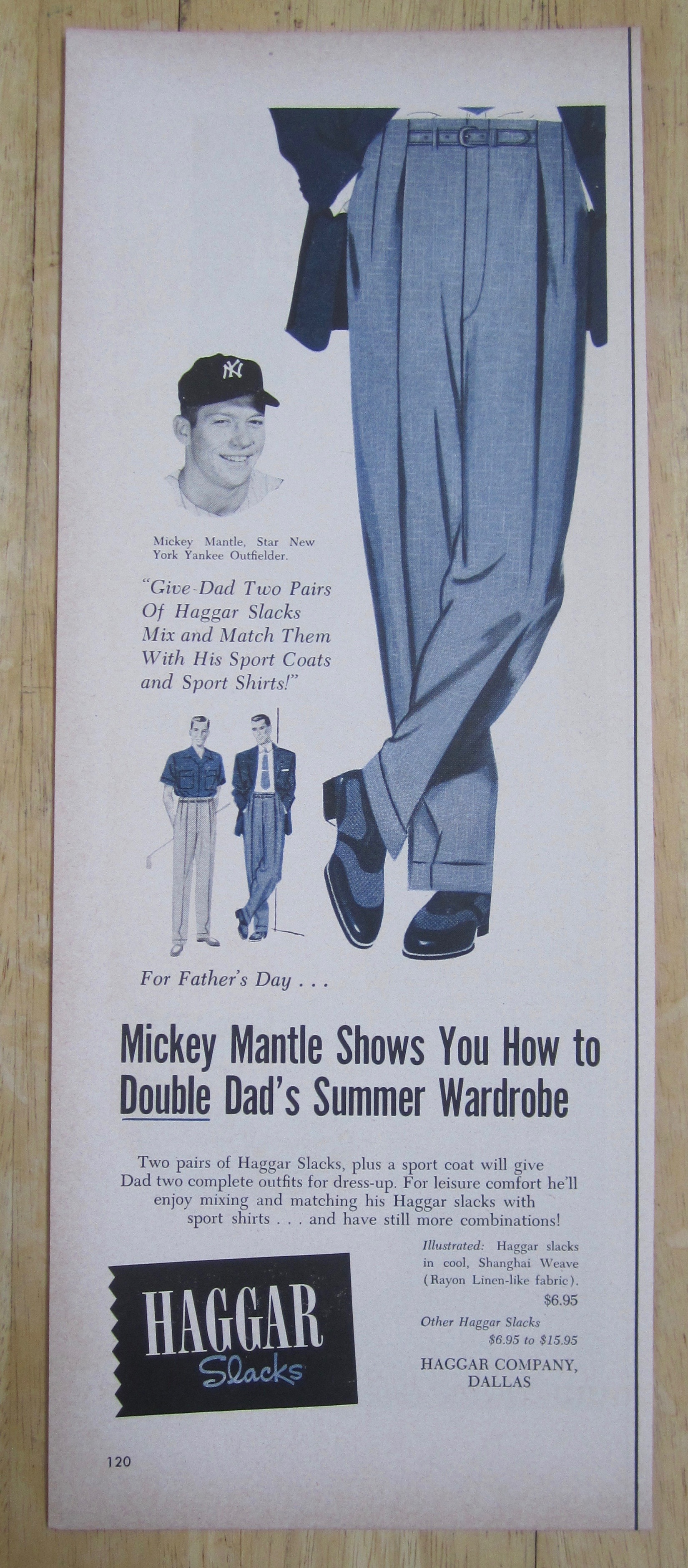 1954 Haggar Slacks with Mickey Mantle