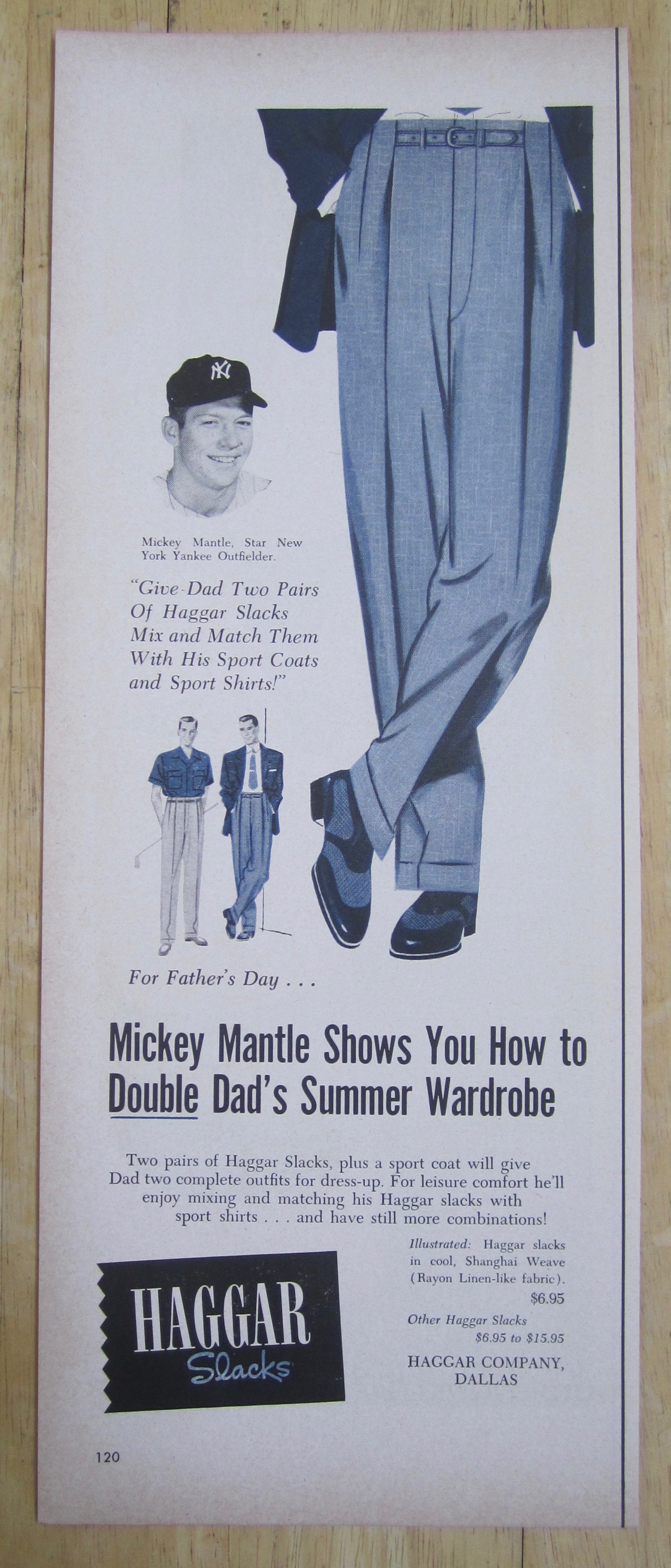 1954 Haggar Slacks with Mickey Mantle
