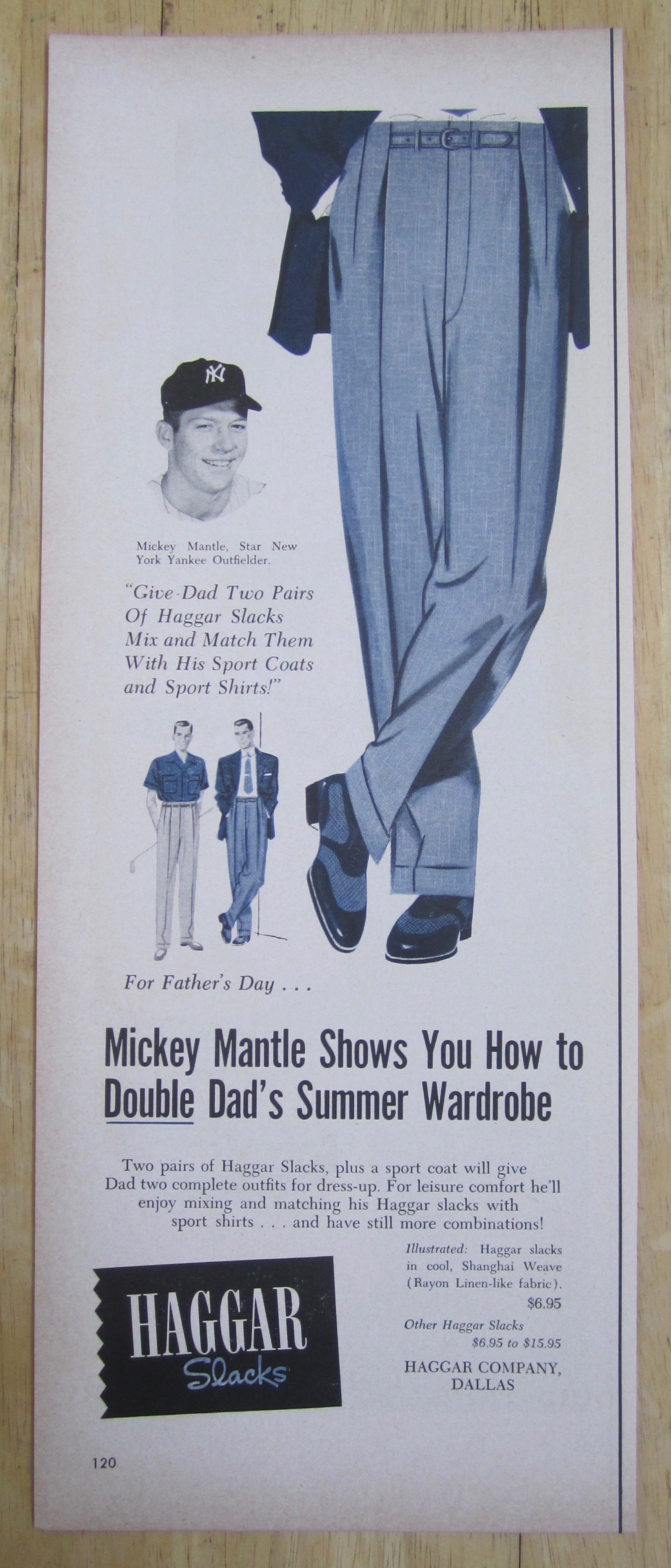 1954 Haggar Slacks with Mickey Mantle