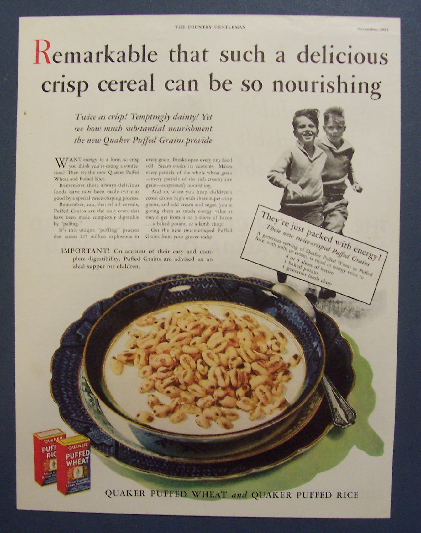 1932 Quaker Puffed Wheat & Rice Cereal