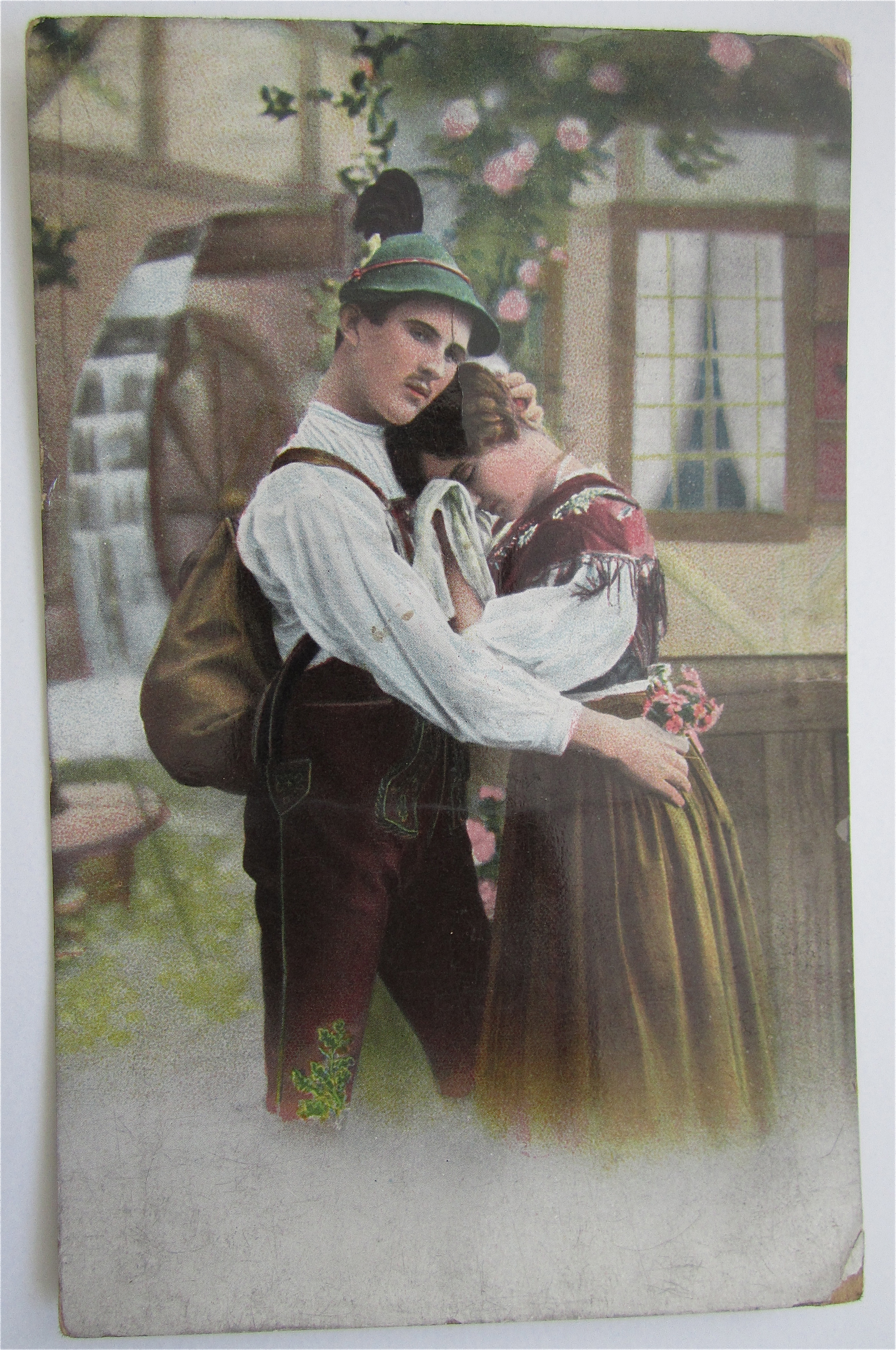 Man Holding Woman Postcard
