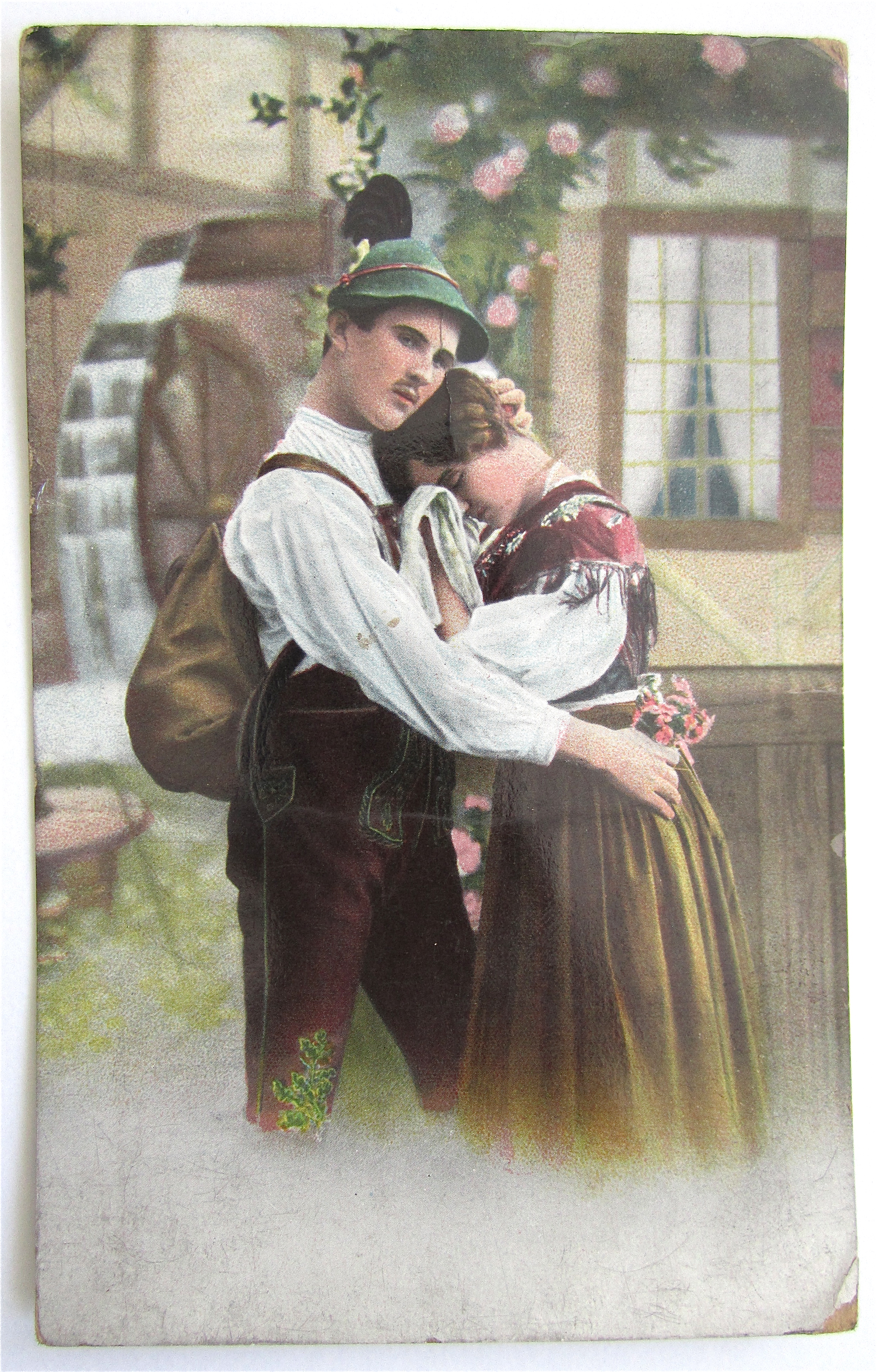 Man Holding Woman Postcard