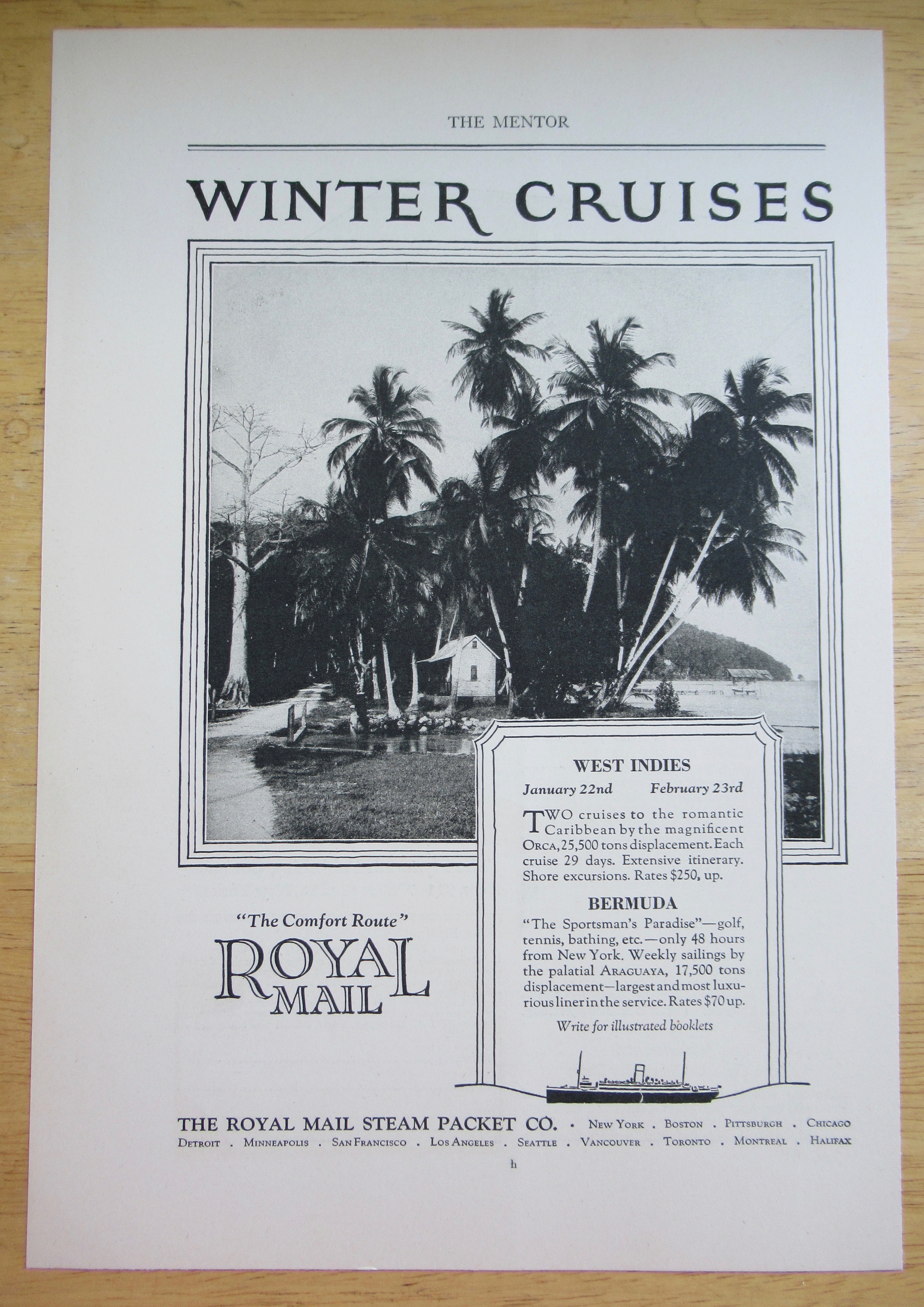 1924 Royal Mail Steam Packet with Winter Cruises