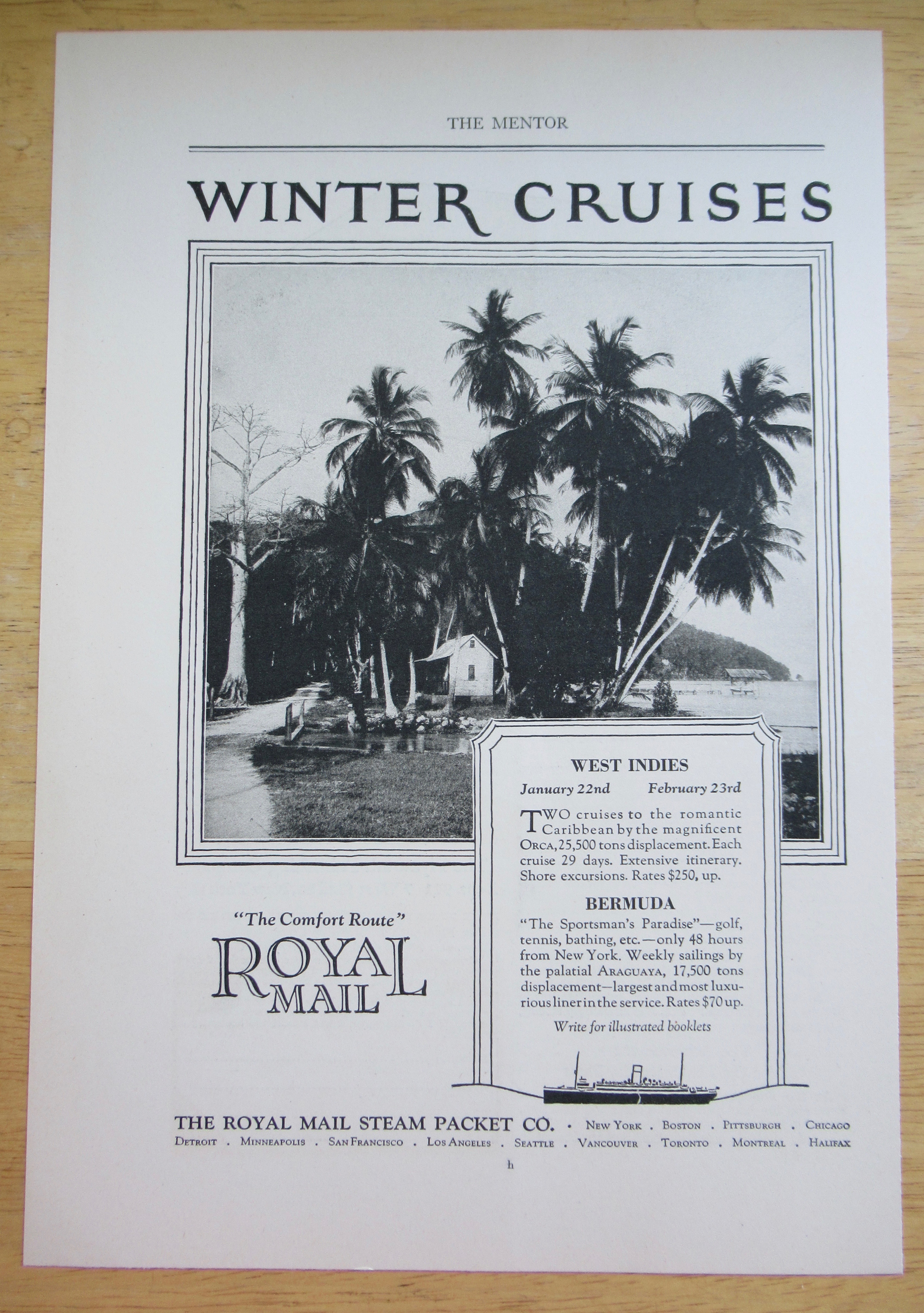 1924 Royal Mail Steam Packet with Winter Cruises