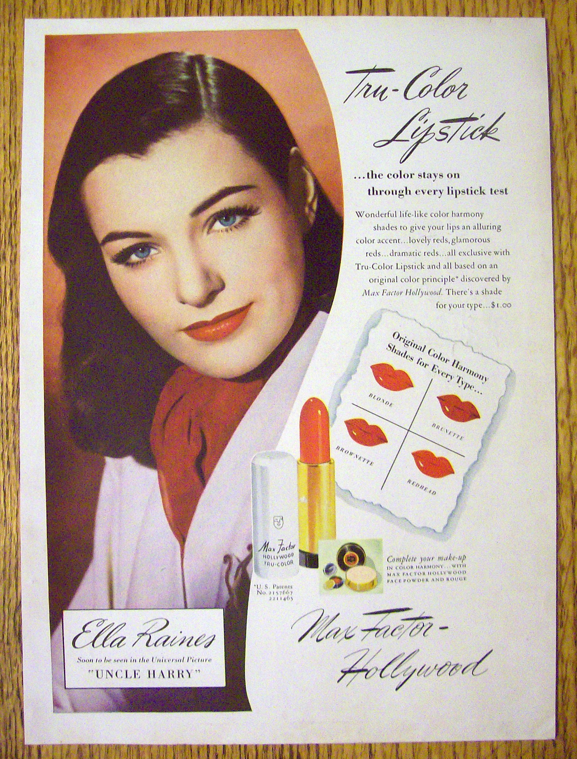 1945 Max Factor Lipstick with Ella Raines