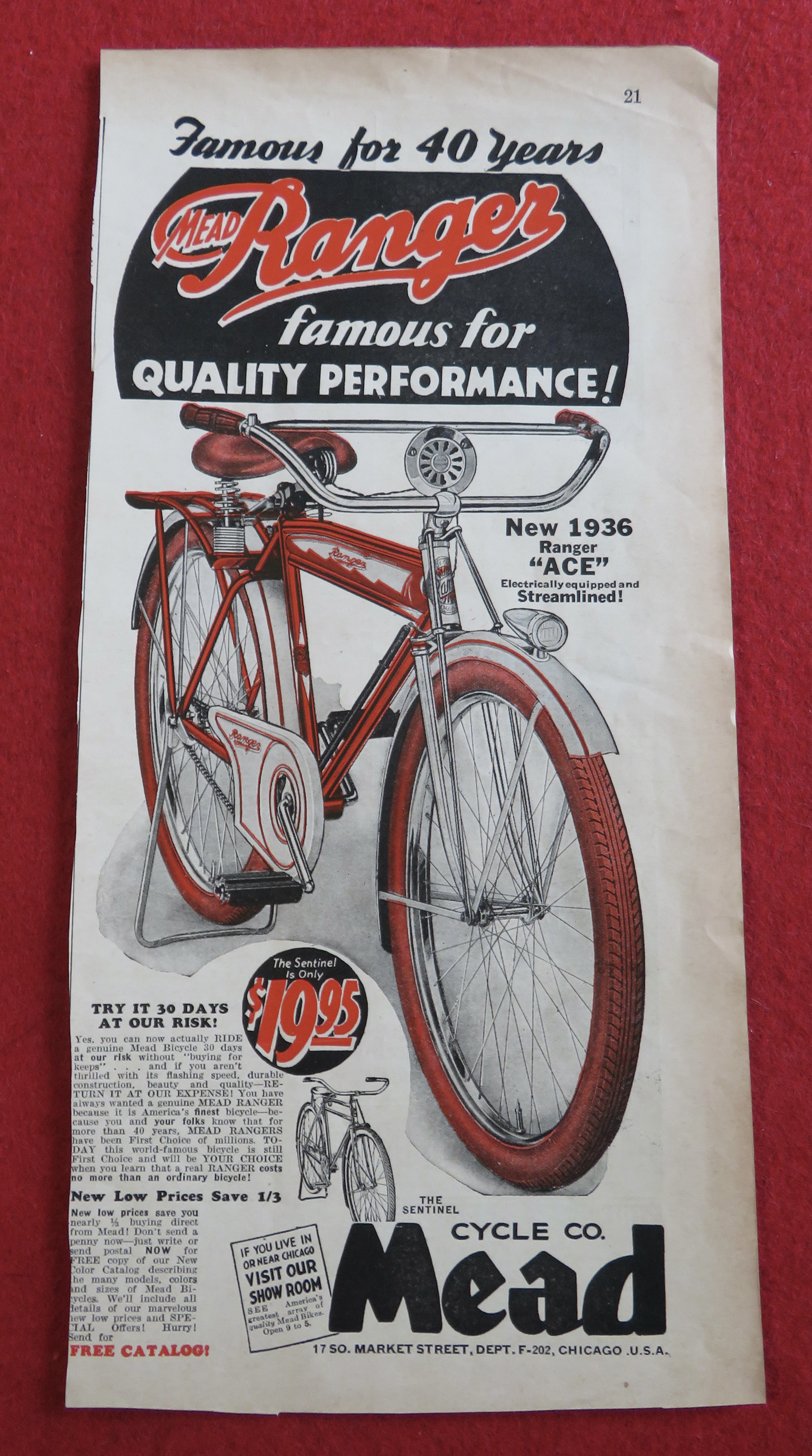 1936 Mead Cycle Company with the Mead Ranger