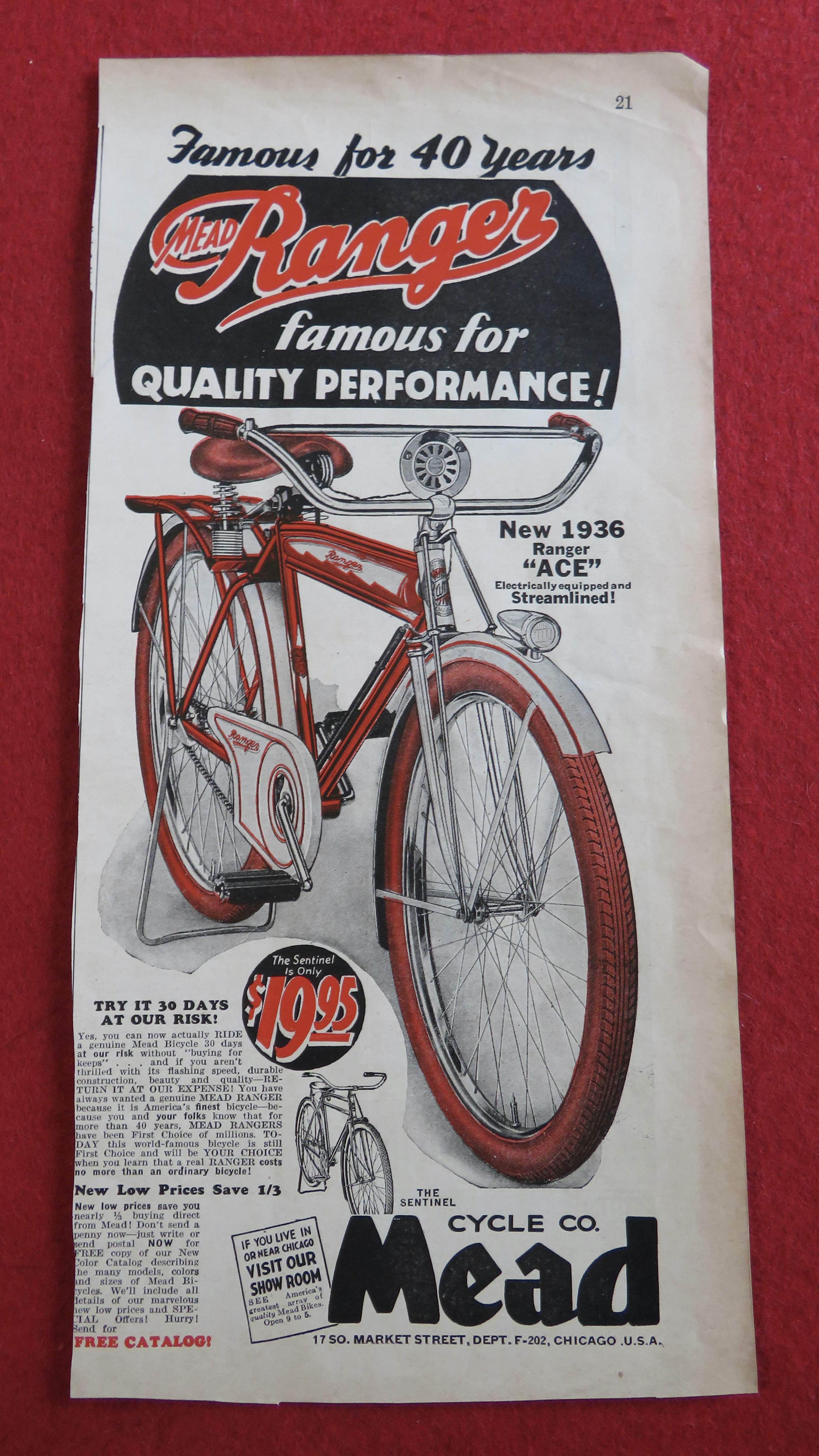 1936 Mead Cycle Company with the Mead Ranger