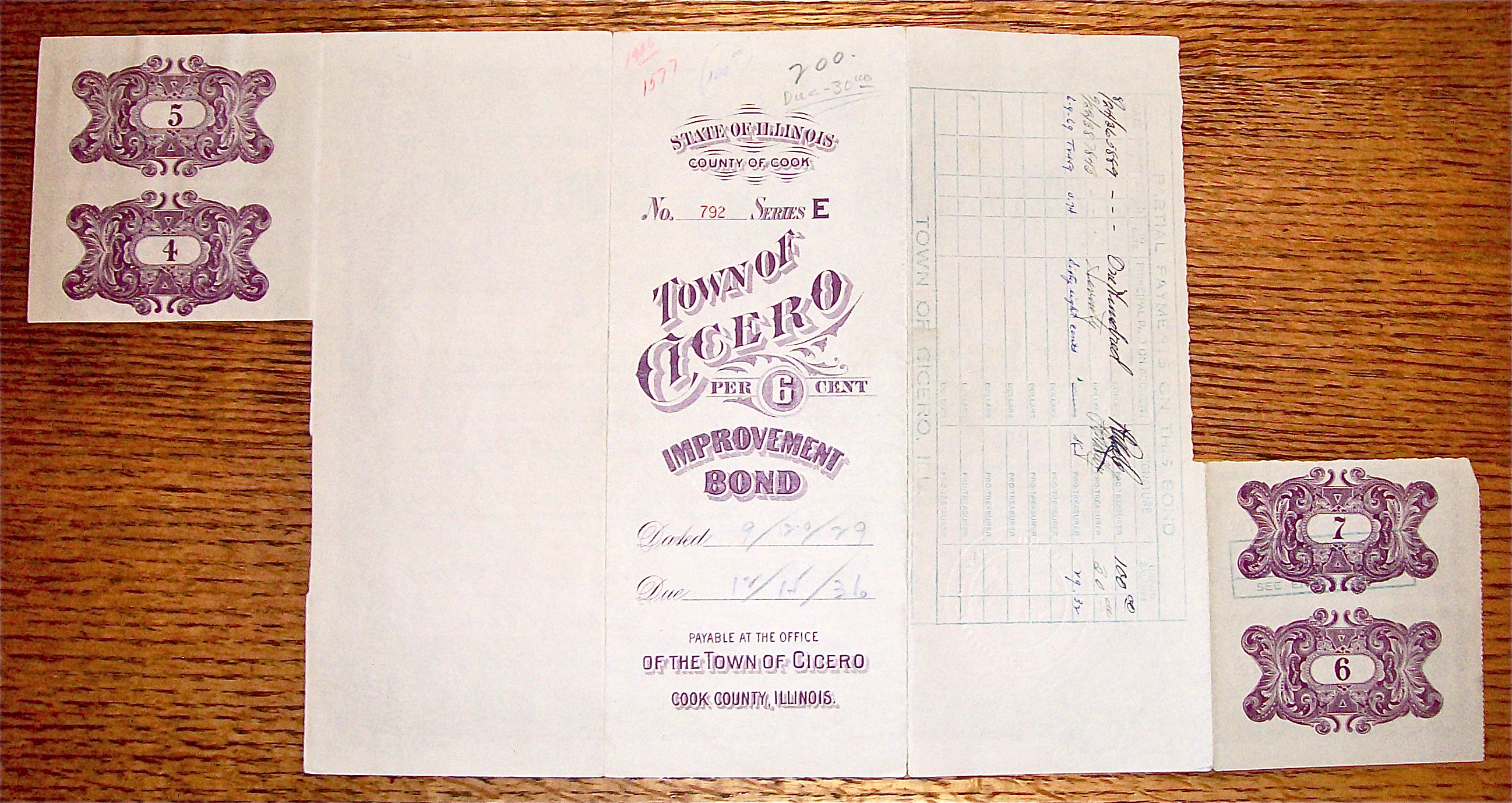 1929 Town Of Cicero $200 Improvement Bond