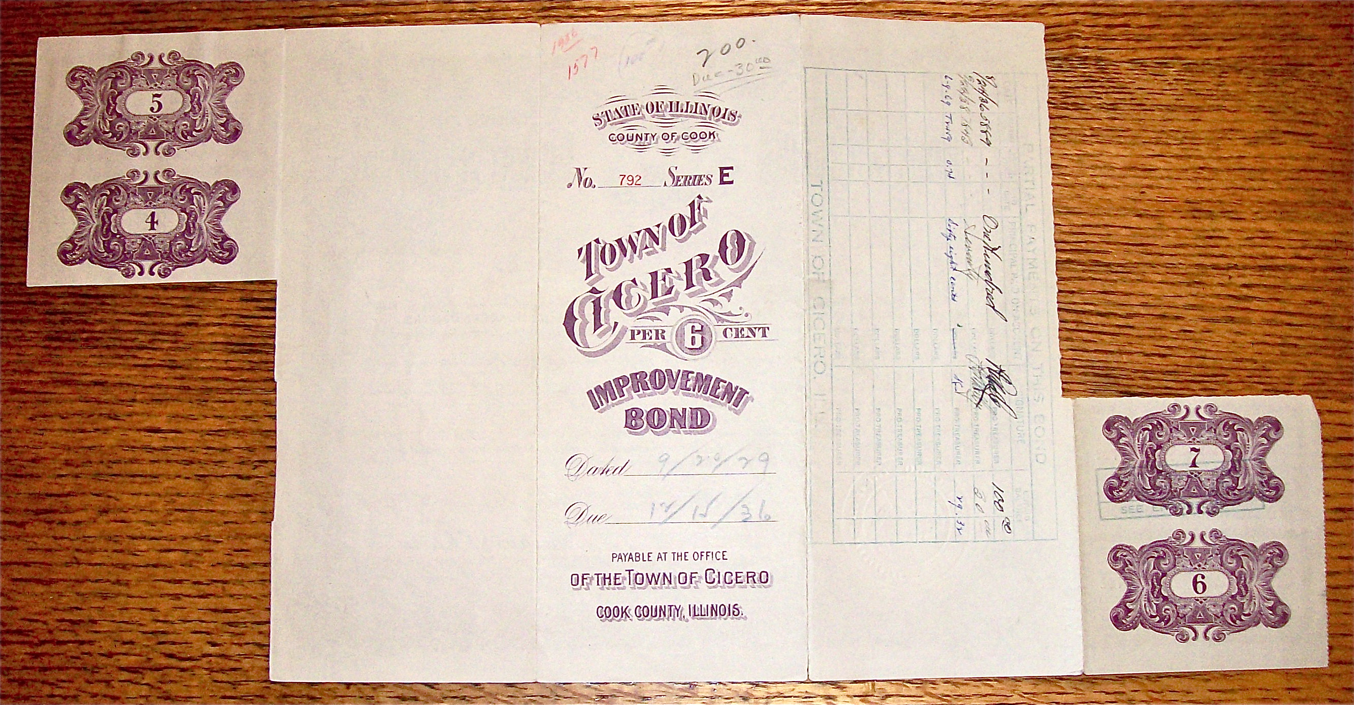 1929 Town Of Cicero $200 Improvement Bond