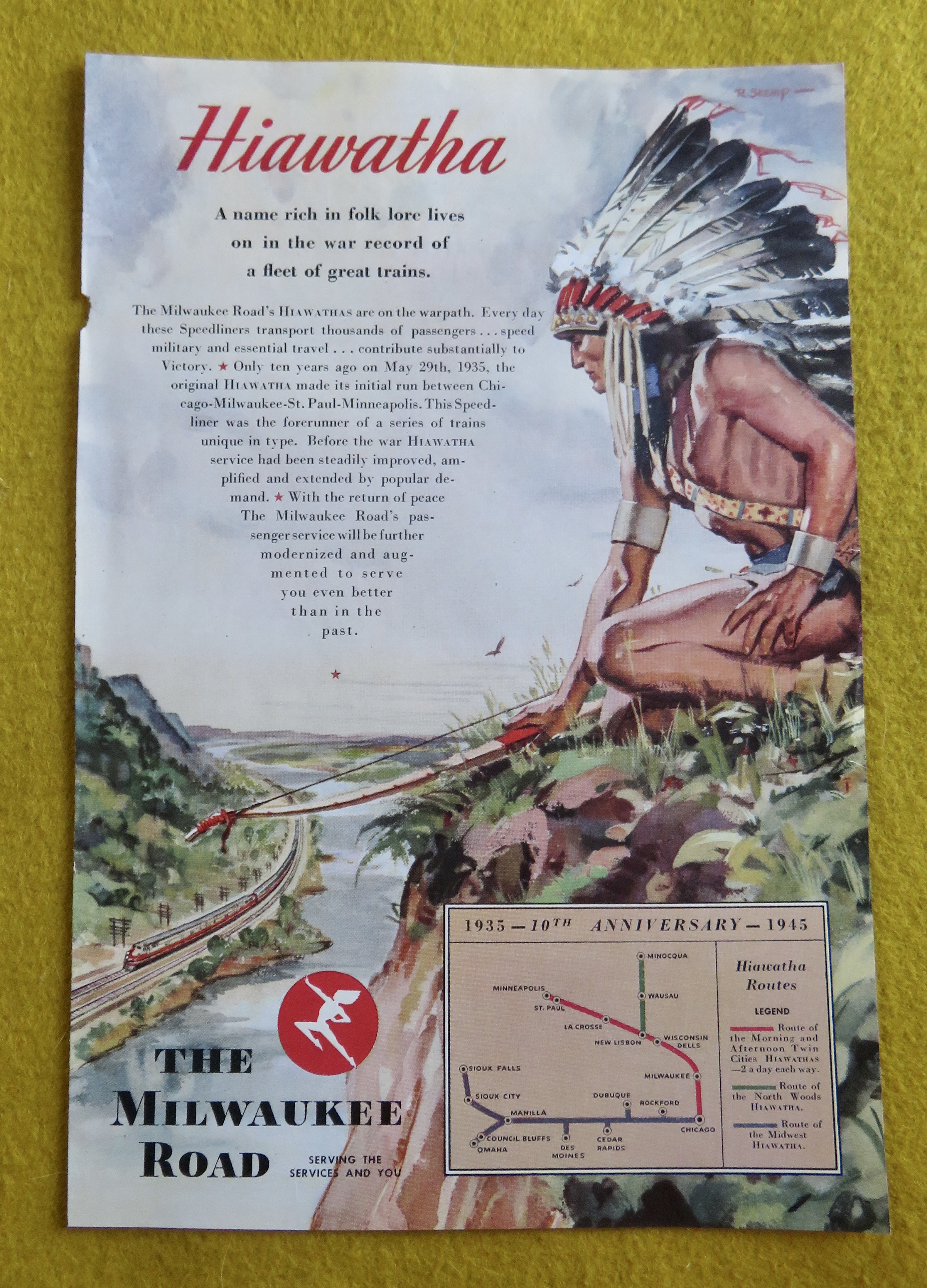 1945 Milwaukee Road with Indian Man Looking At Train