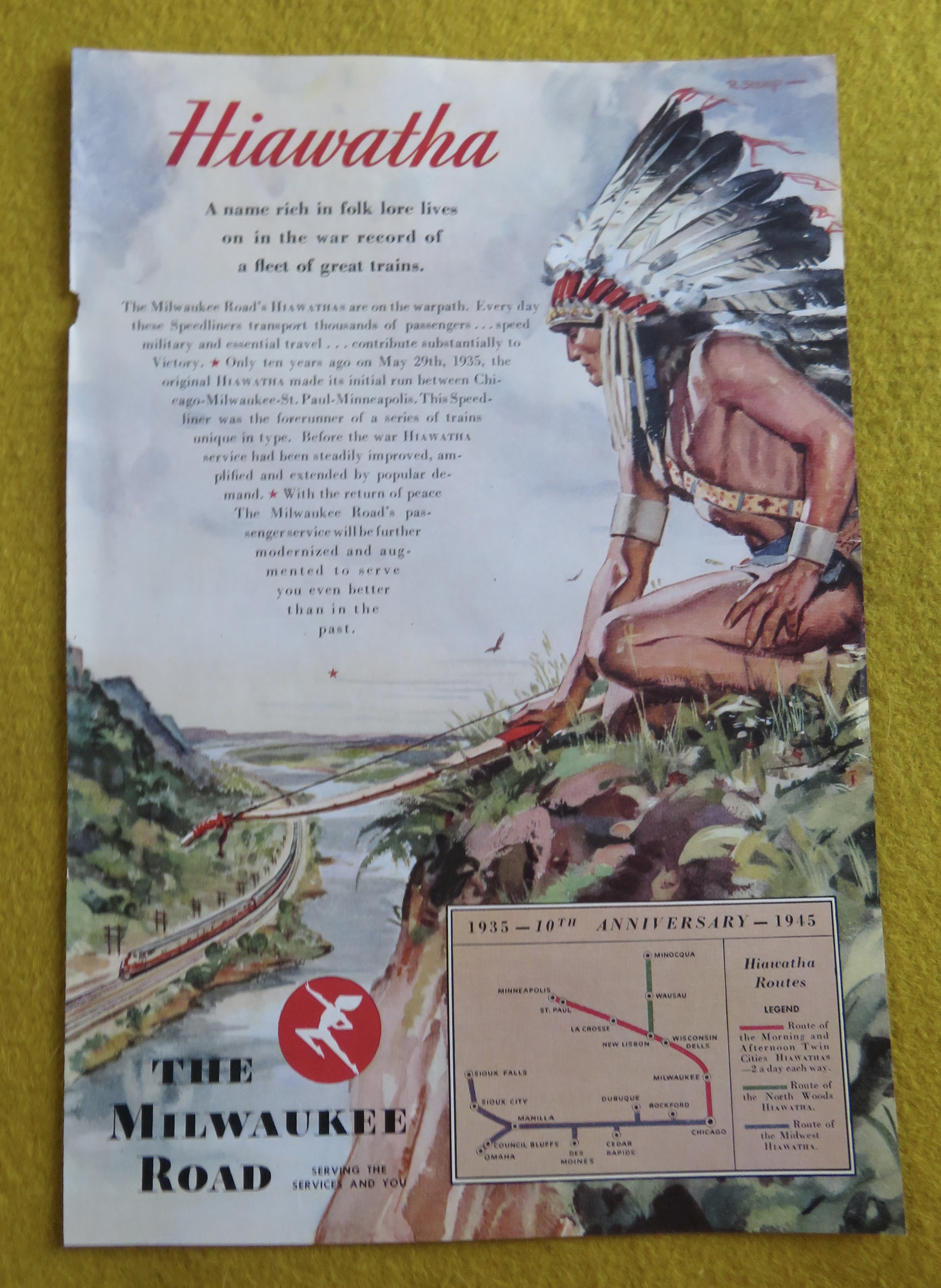 1945 Milwaukee Road with Indian Man Looking At Train