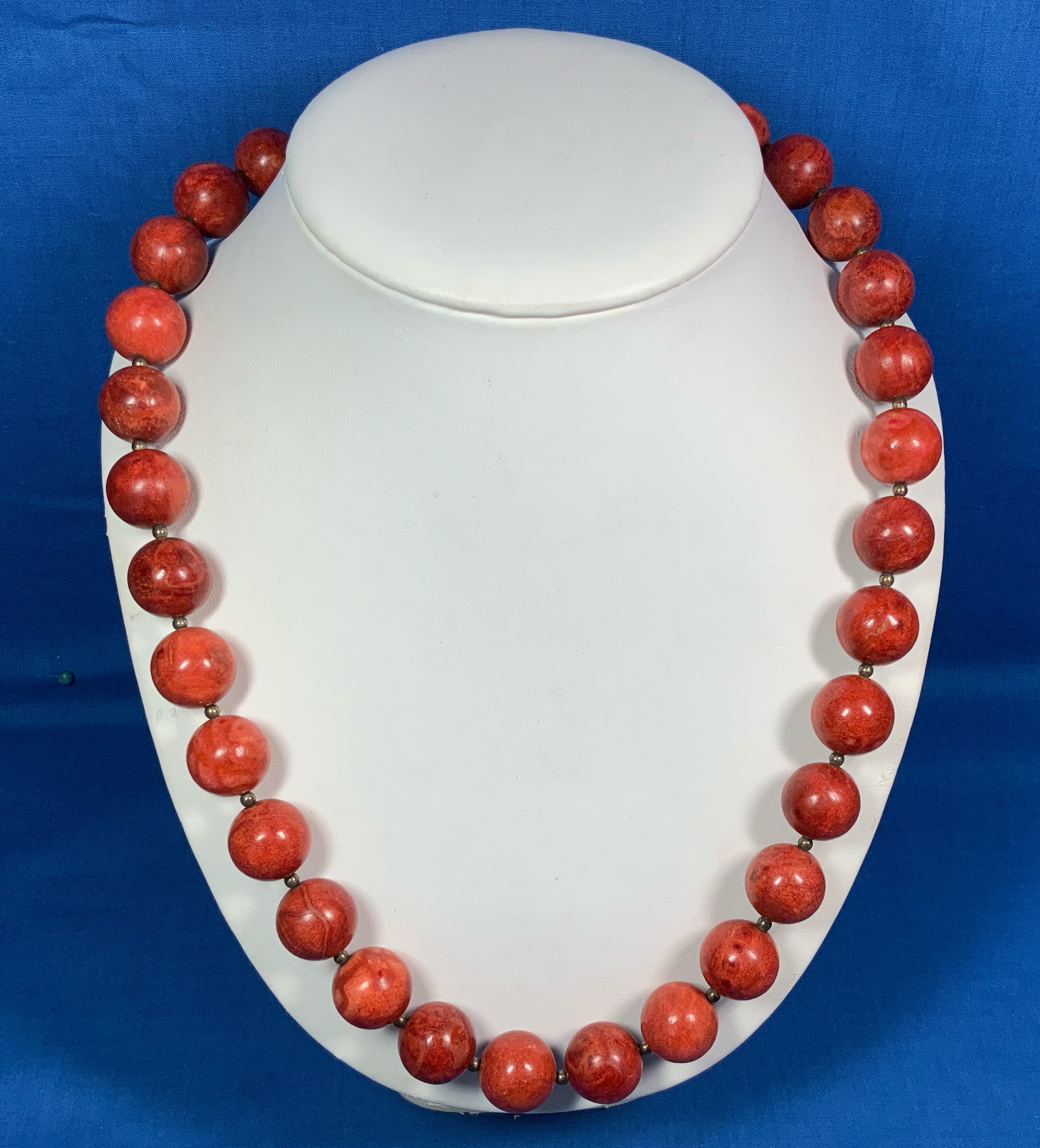 Apple Coral 24 Inch 16mm Beads Sterling Silver Hook Nec