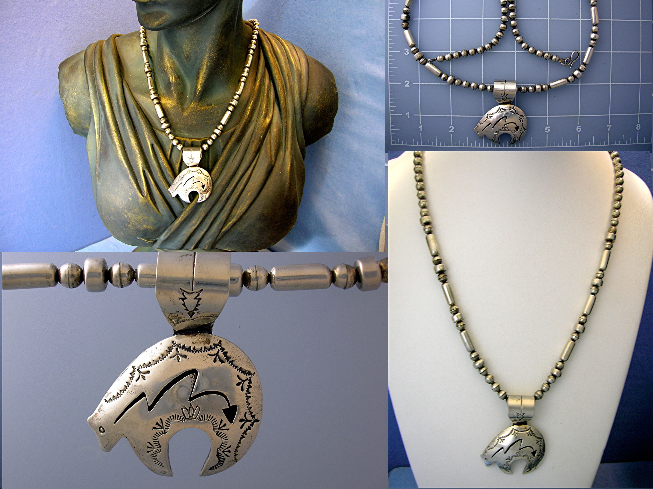 Necklace Sterling Silver MARY JACKSON Bear 23 Inch bead