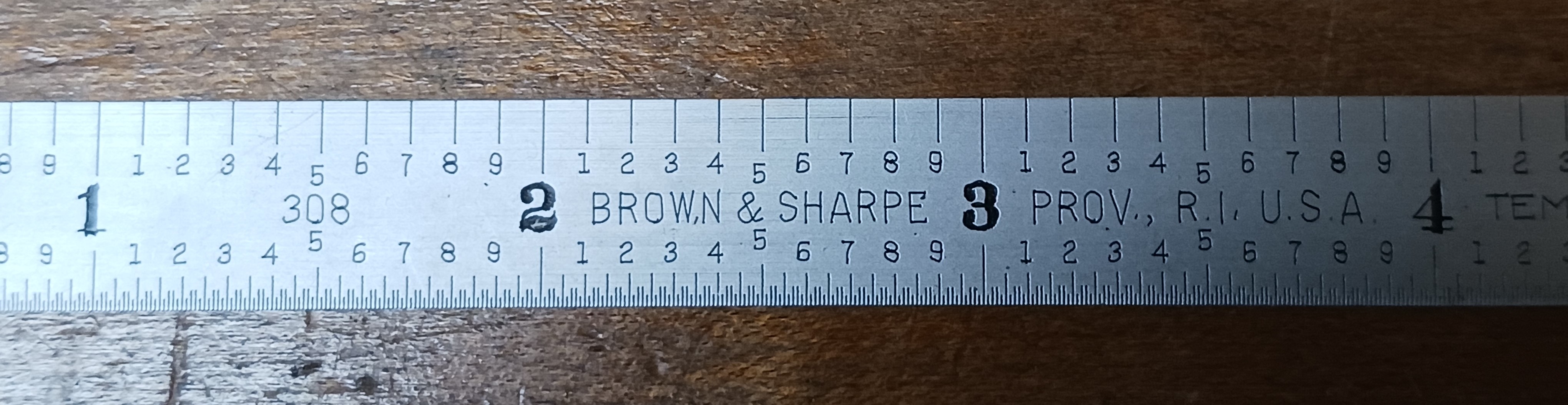 Brown & Sharpe Steel Rule 308 No. 8 Chrome Finish, Flexible, 6 Inch