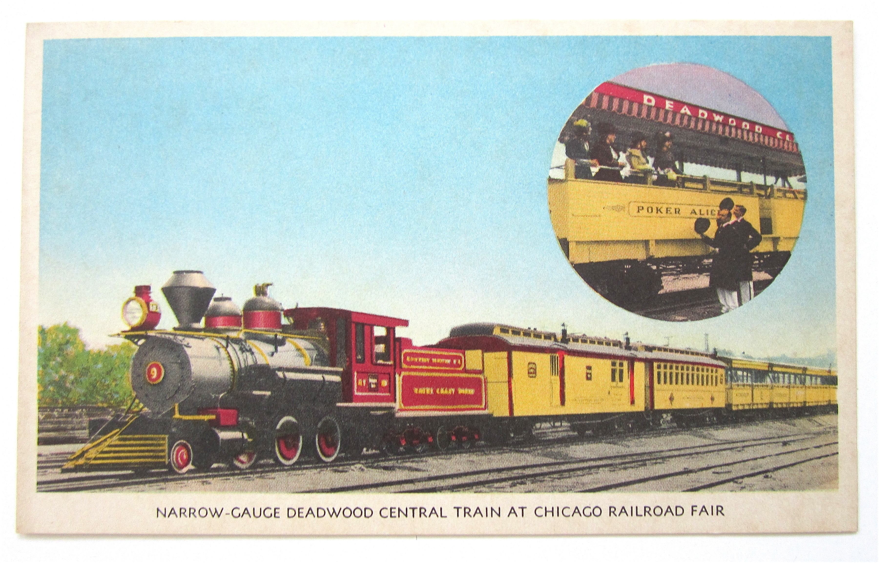 Deadwood Central Train, Chicago Railroad Fair Postcard