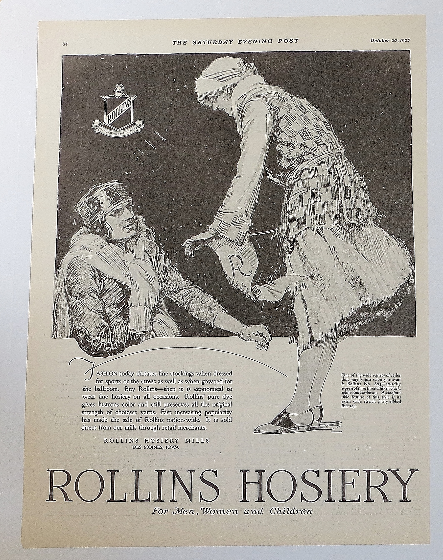 1923 Rollins Hosiery With Man & Woman