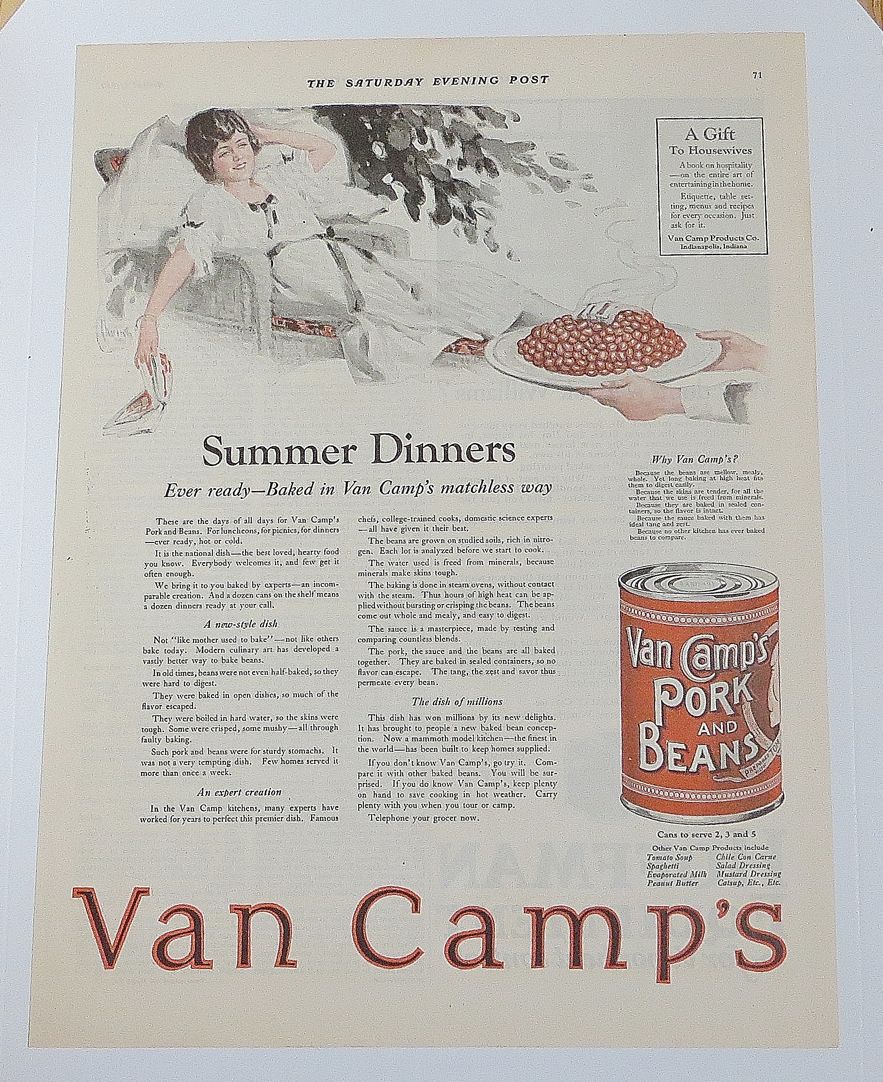1922 Van Camp's Pork & Beans With Summer Dinner