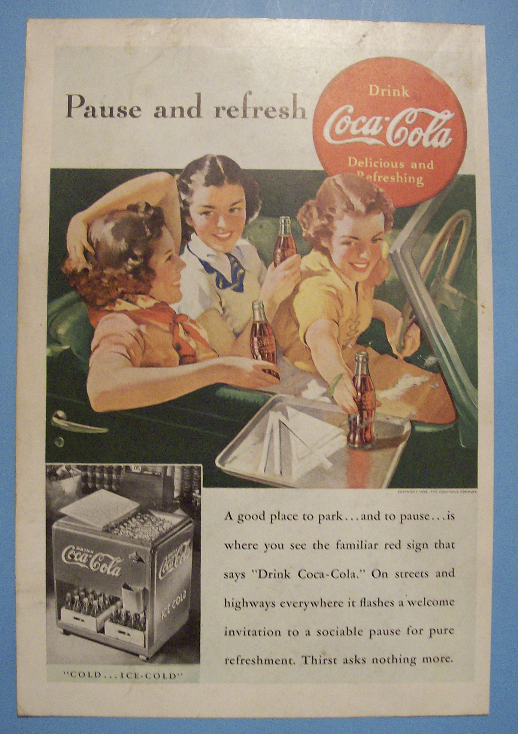 1938 Coca-Cola (Coke) with Women in a Car Drive-In