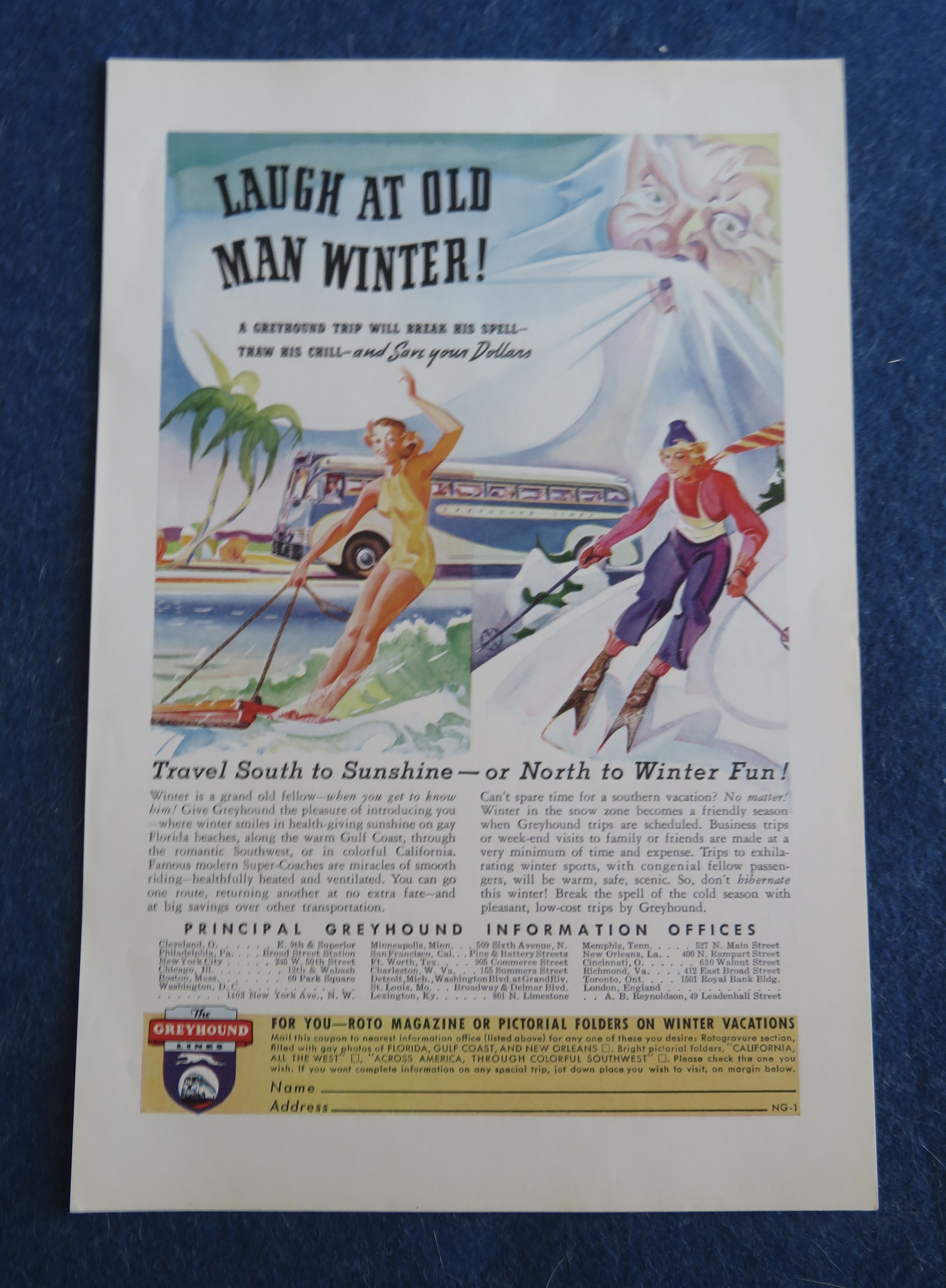1938 Greyhound Lines with Laugh At Old Man Winter