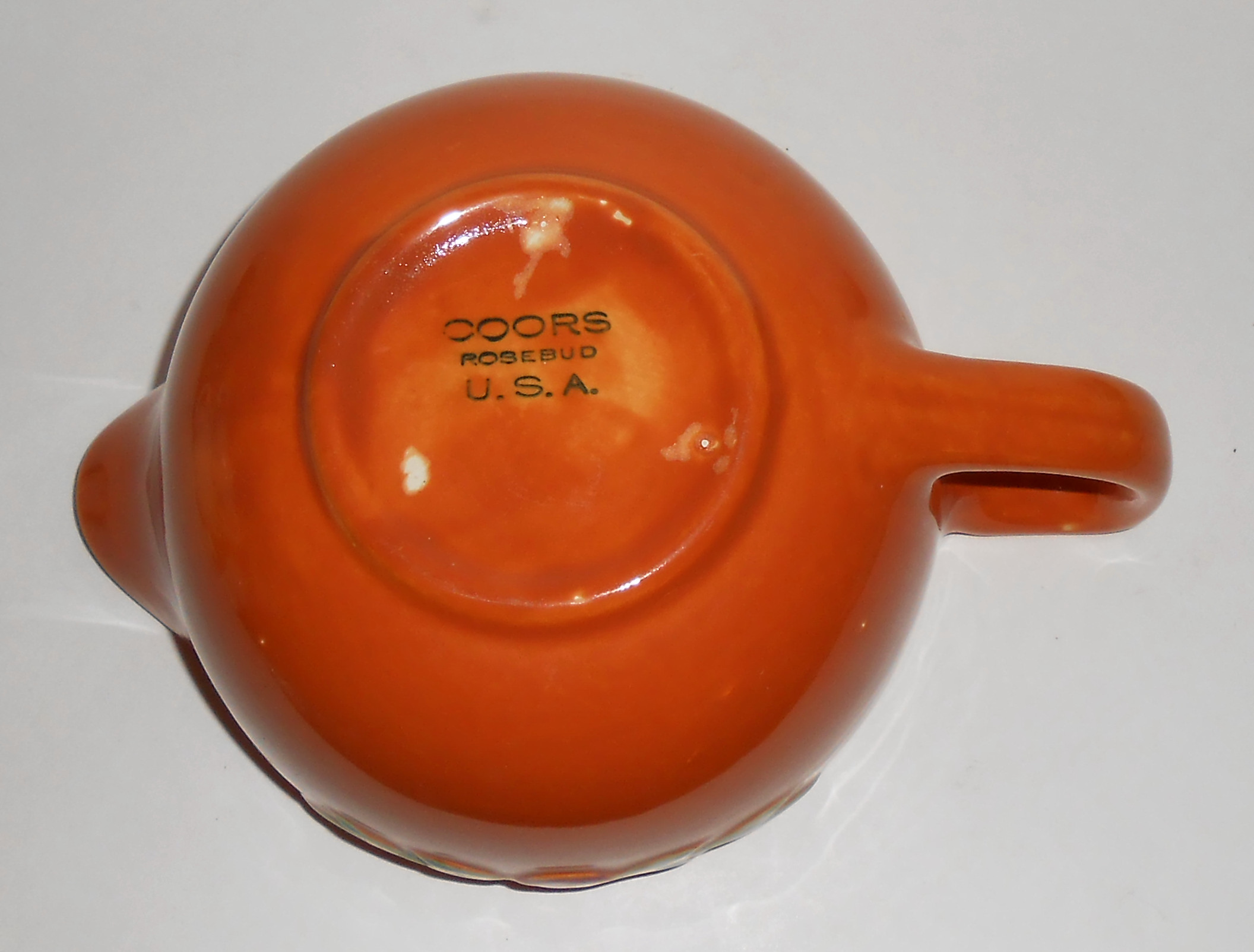 Coors Pottery Rosebud Orange Small Handled Batter Bowl