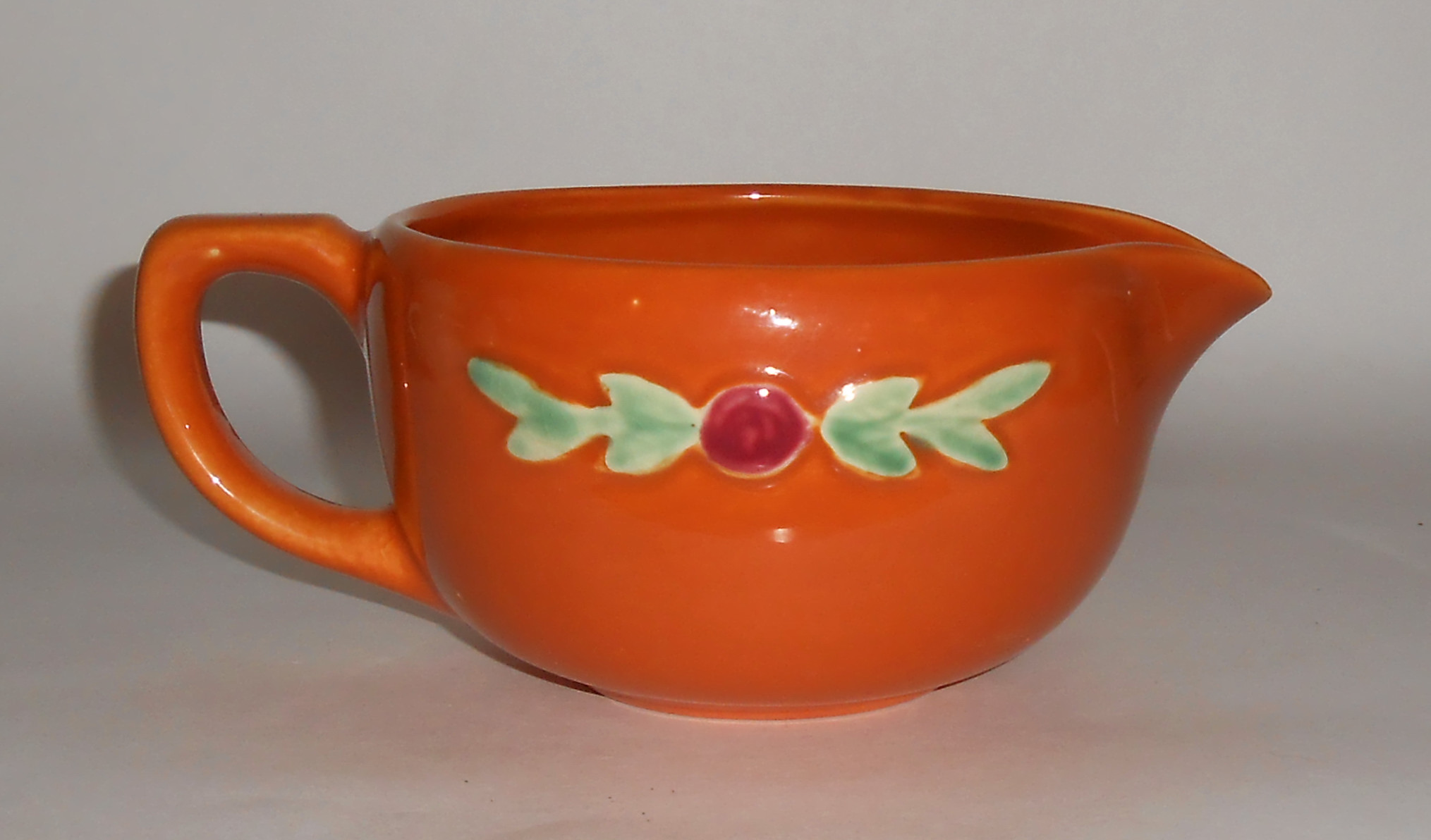 Coors Pottery Rosebud Orange Small Handled Batter Bowl