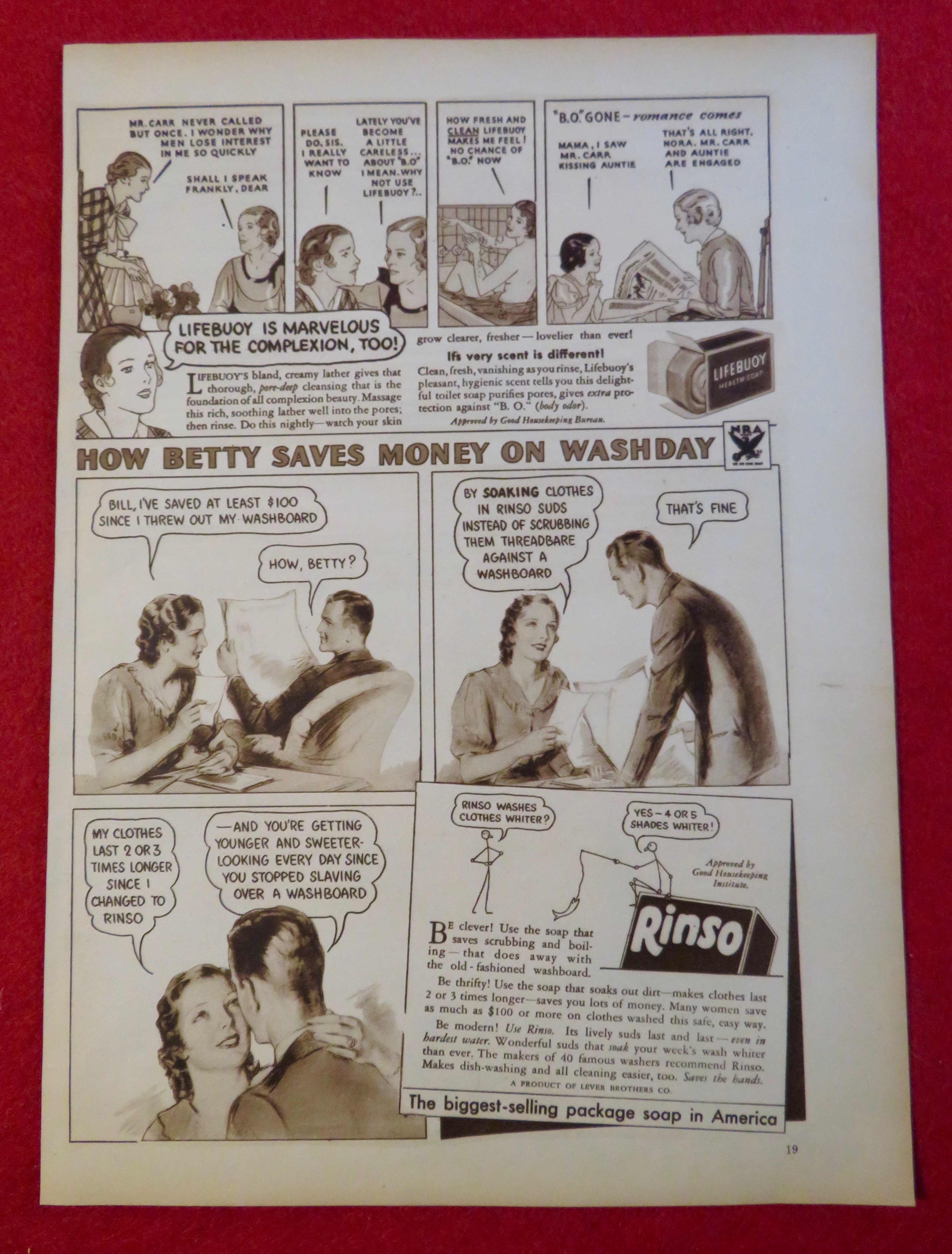 1934 Rinso & Lifebuoy Soap with How Betty Saves Money