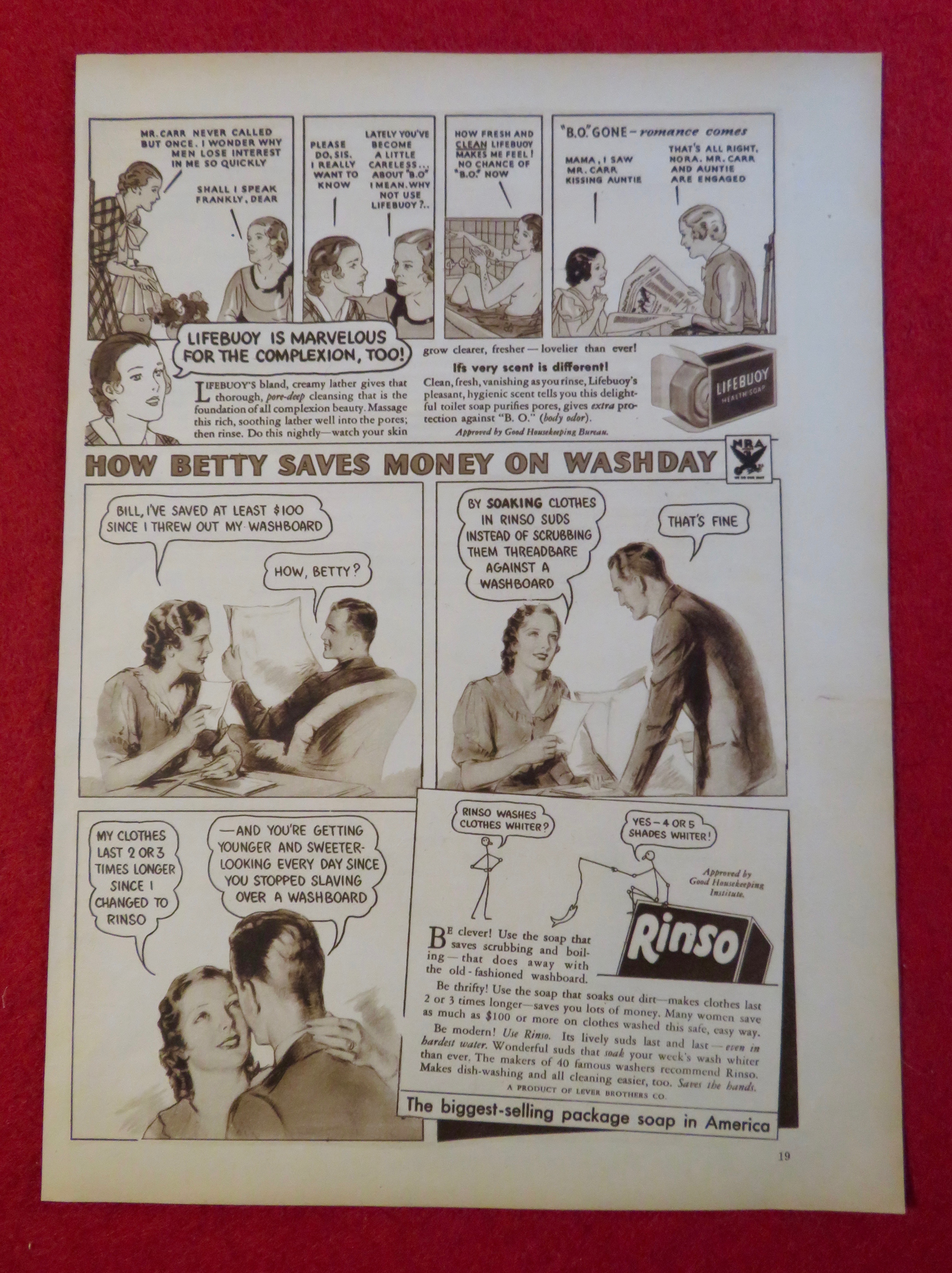 1934 Rinso & Lifebuoy Soap with How Betty Saves Money