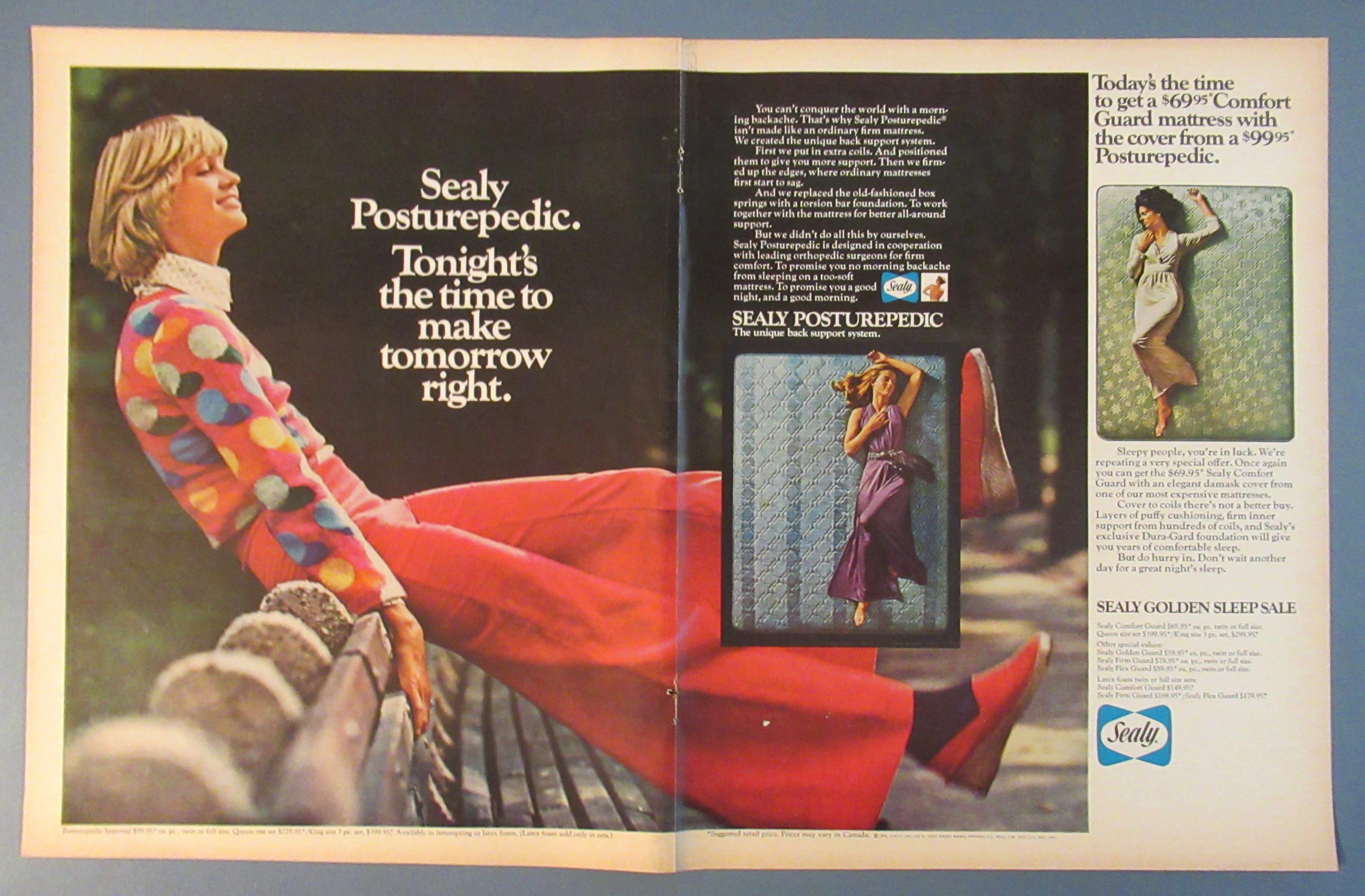 1972 Sealy Posturepedic with Woman Sitting on Bench