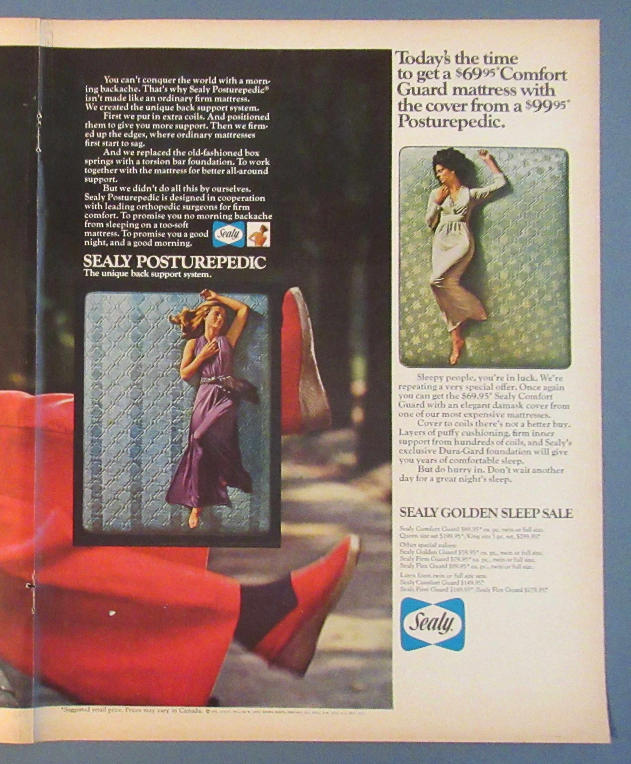 1972 Sealy Posturepedic with Woman Sitting on Bench