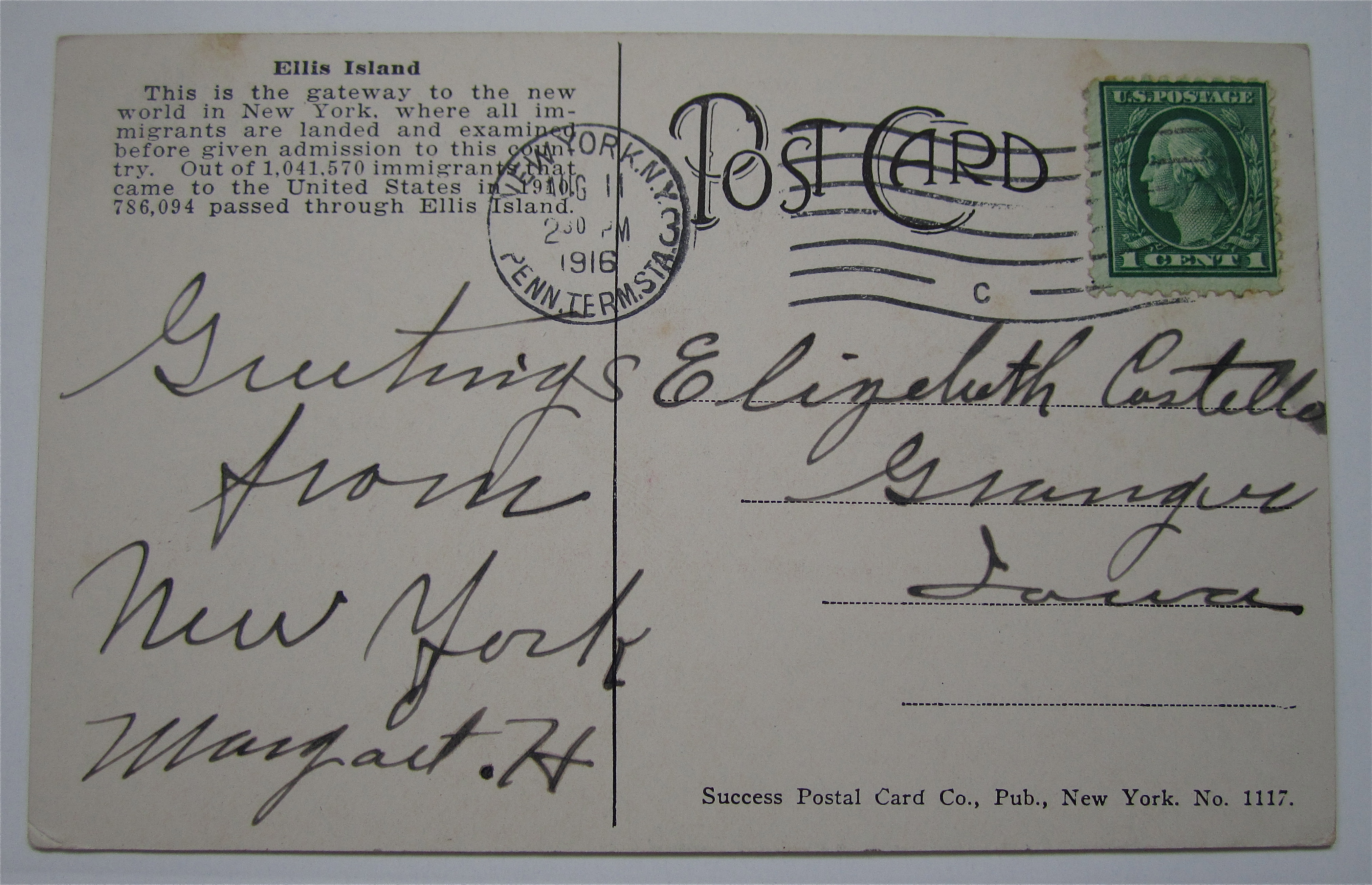 Ellis Island, New York Postcard