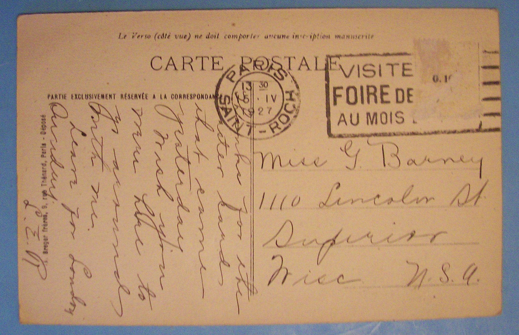 Paris -L Hotel Continental Postcard