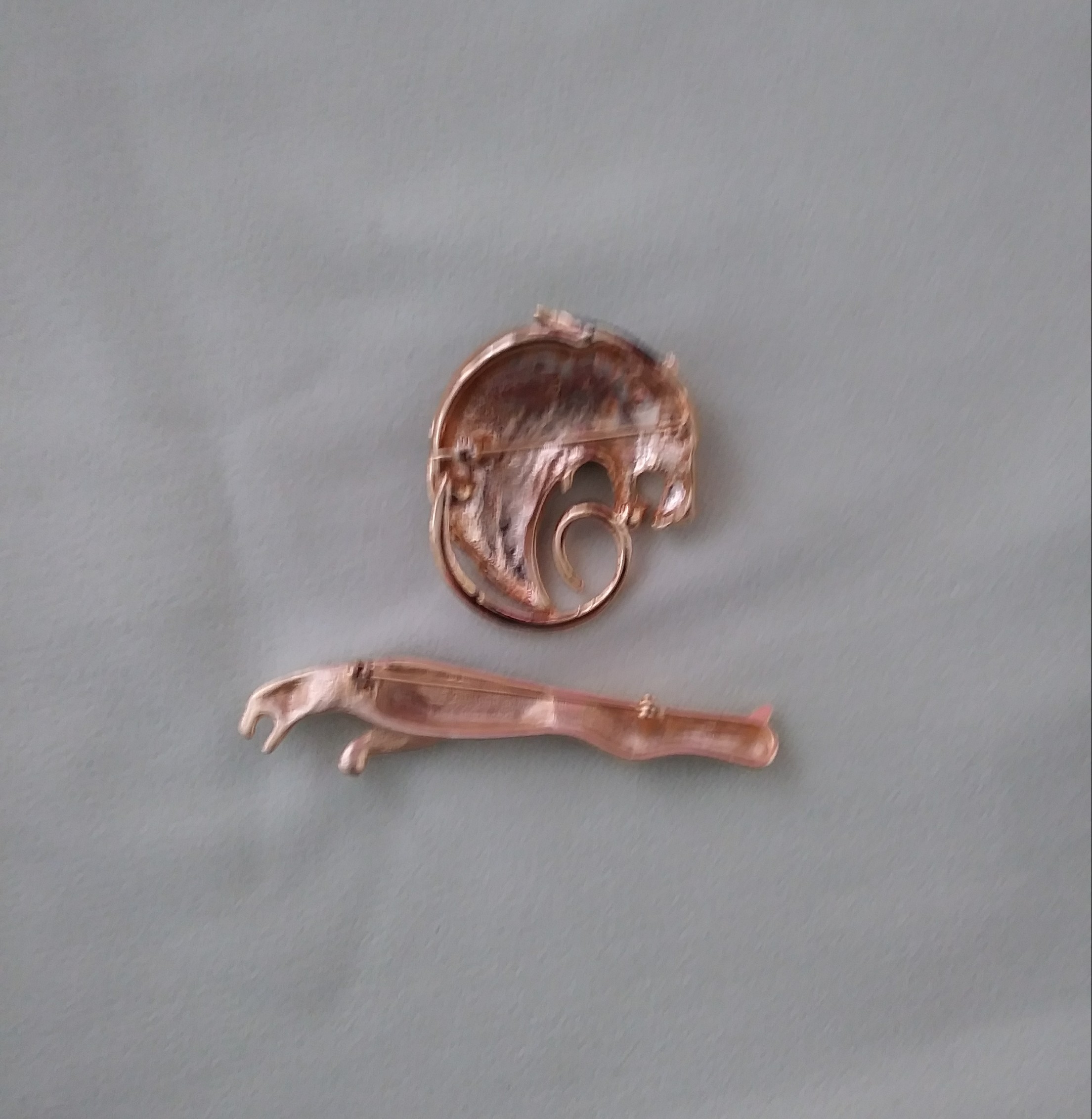 Panther Brooch Pin 2 Pc Rhinestones
