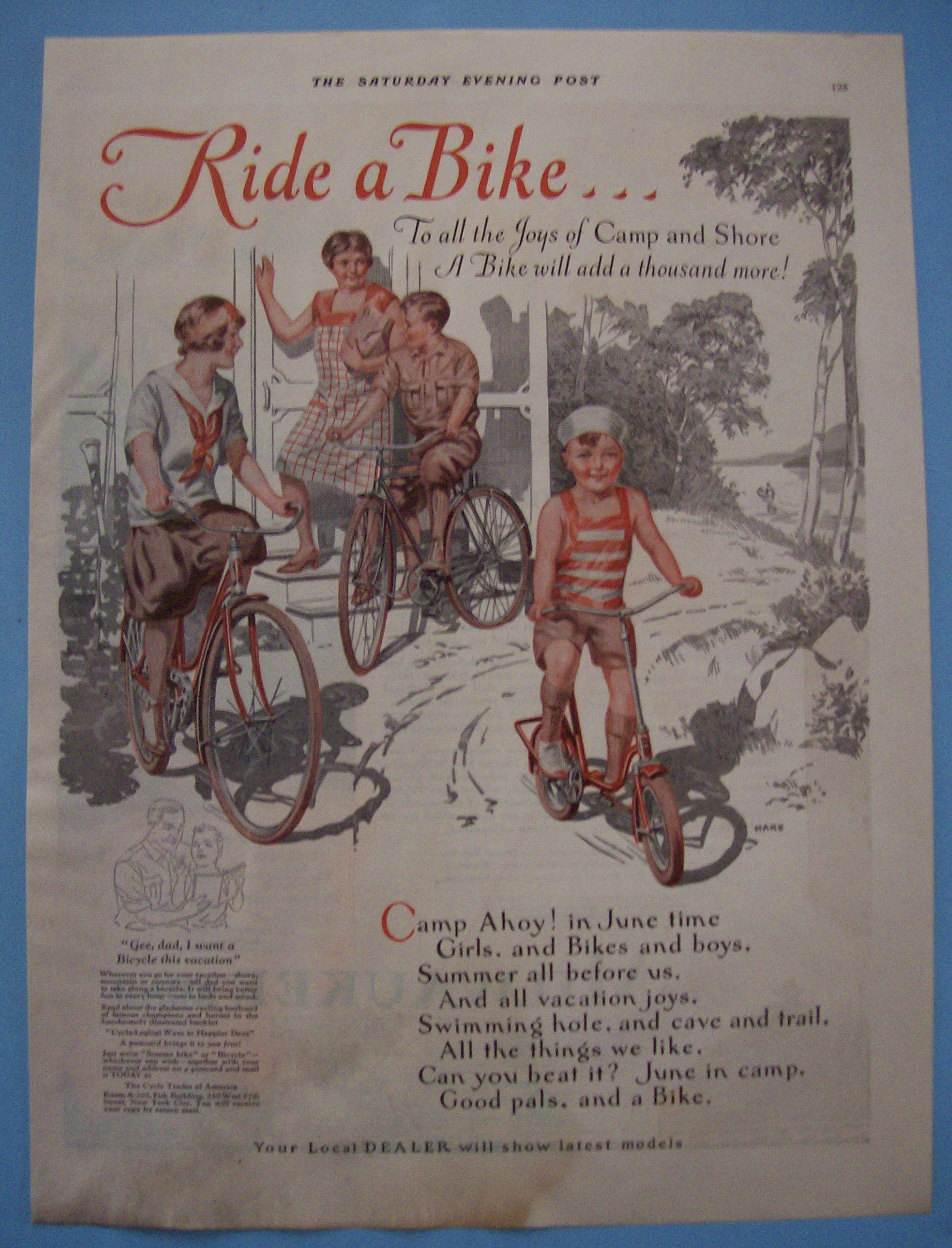 1929 Ride A Bike with 3 Children Riding Bicycles