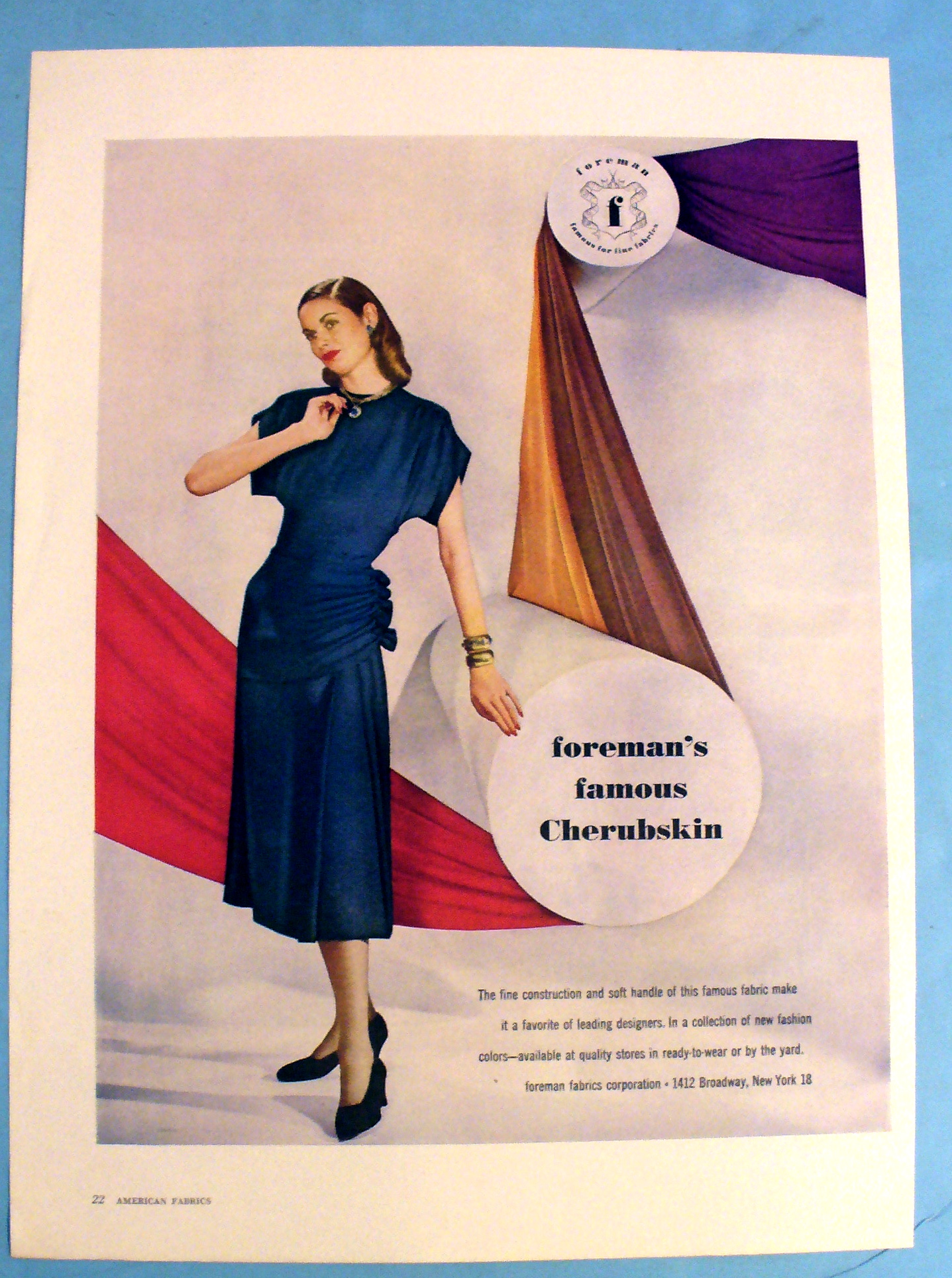 1947 Foreman Cherubskin with Woman in Blue Dress
