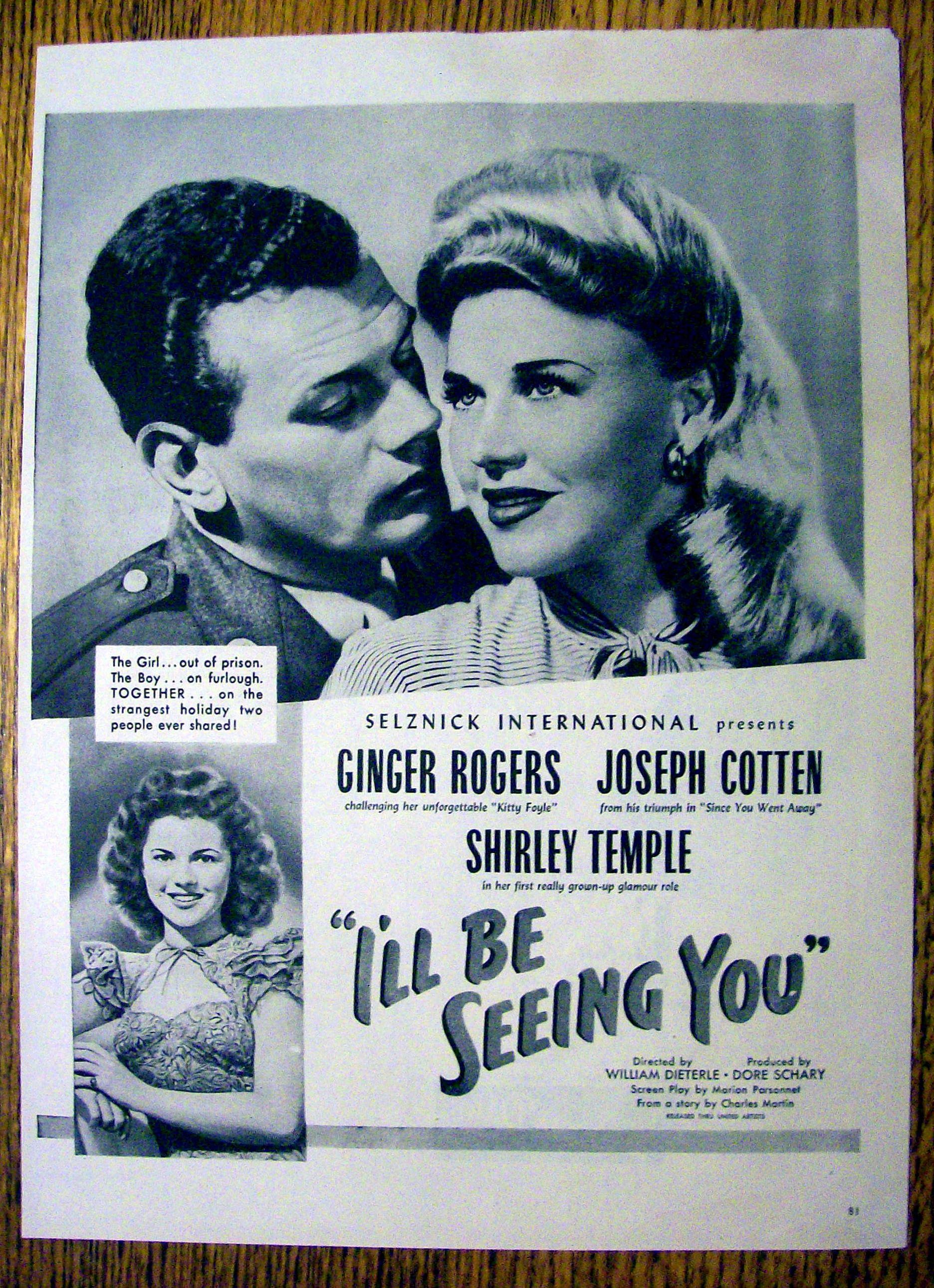 1944 I'll Be Seeing You with Shirley Temple