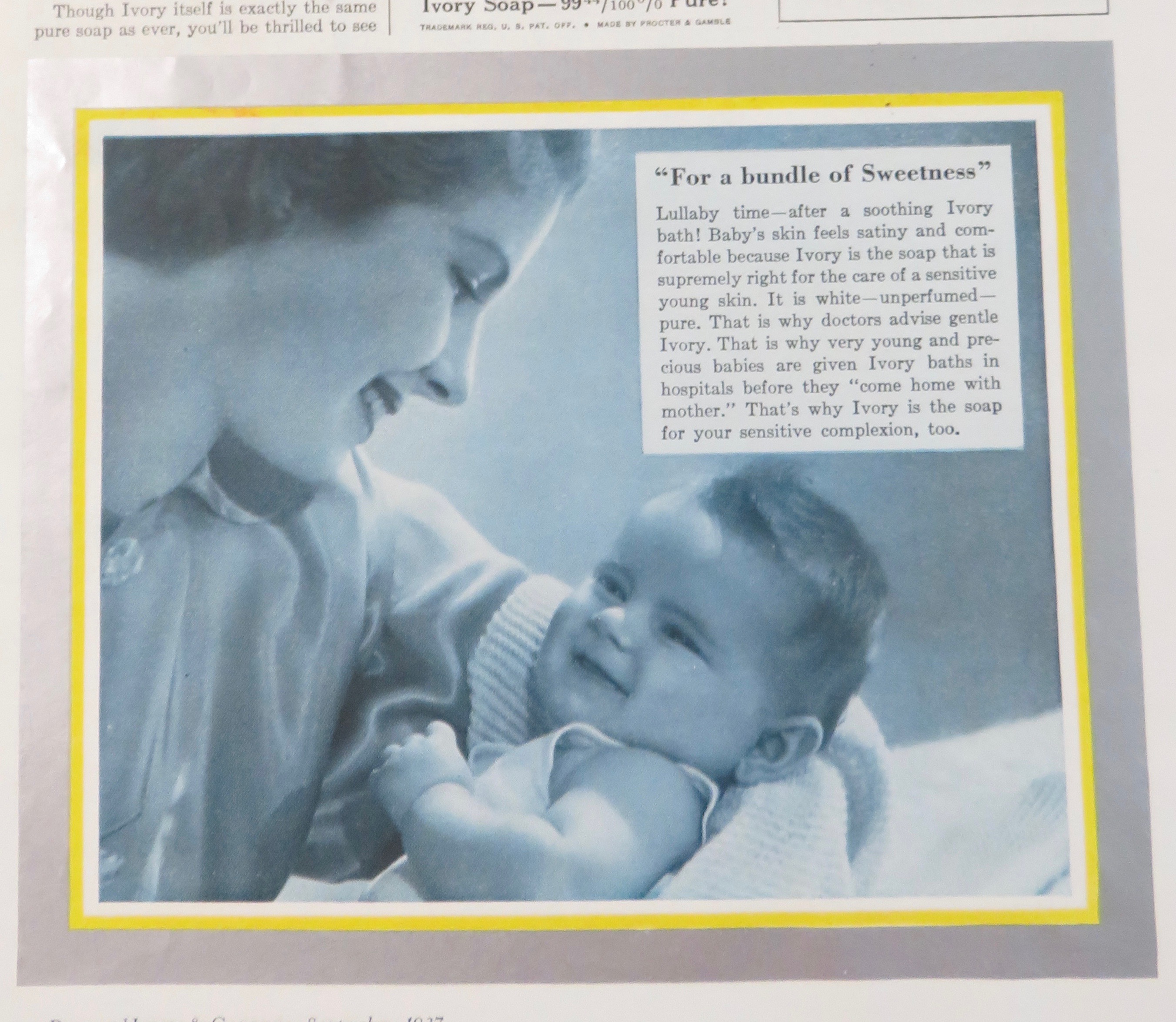 1937 Ivory Soap with Mother & Her Baby