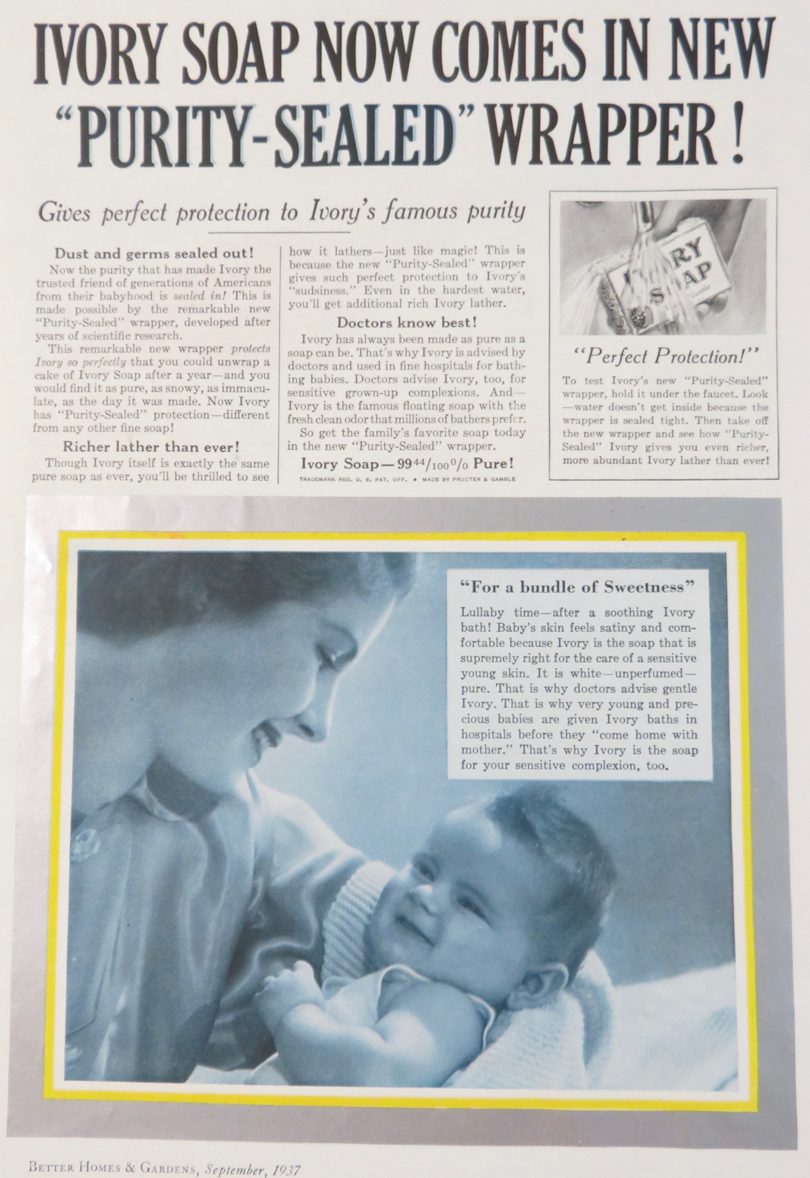 1937 Ivory Soap with Mother & Her Baby