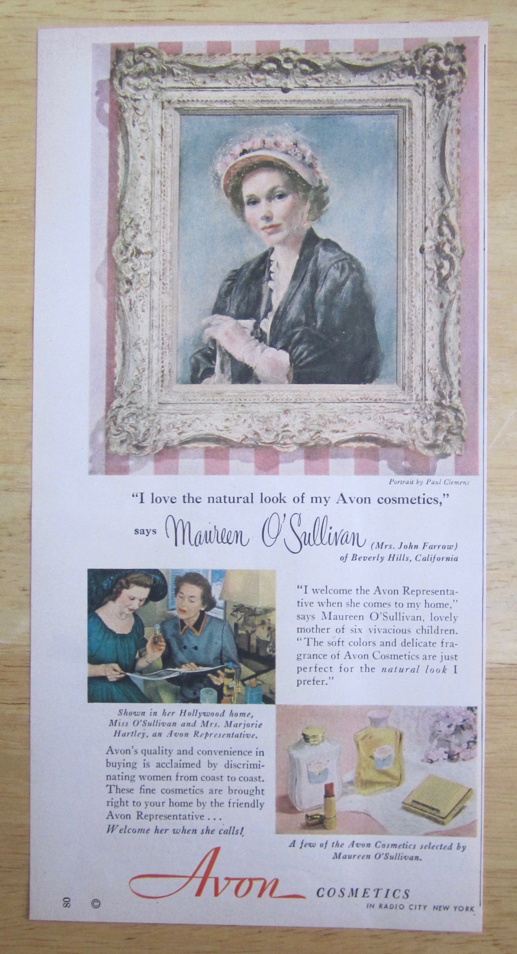 1950 Avon Cosmetics with Maureen O' Sullivan