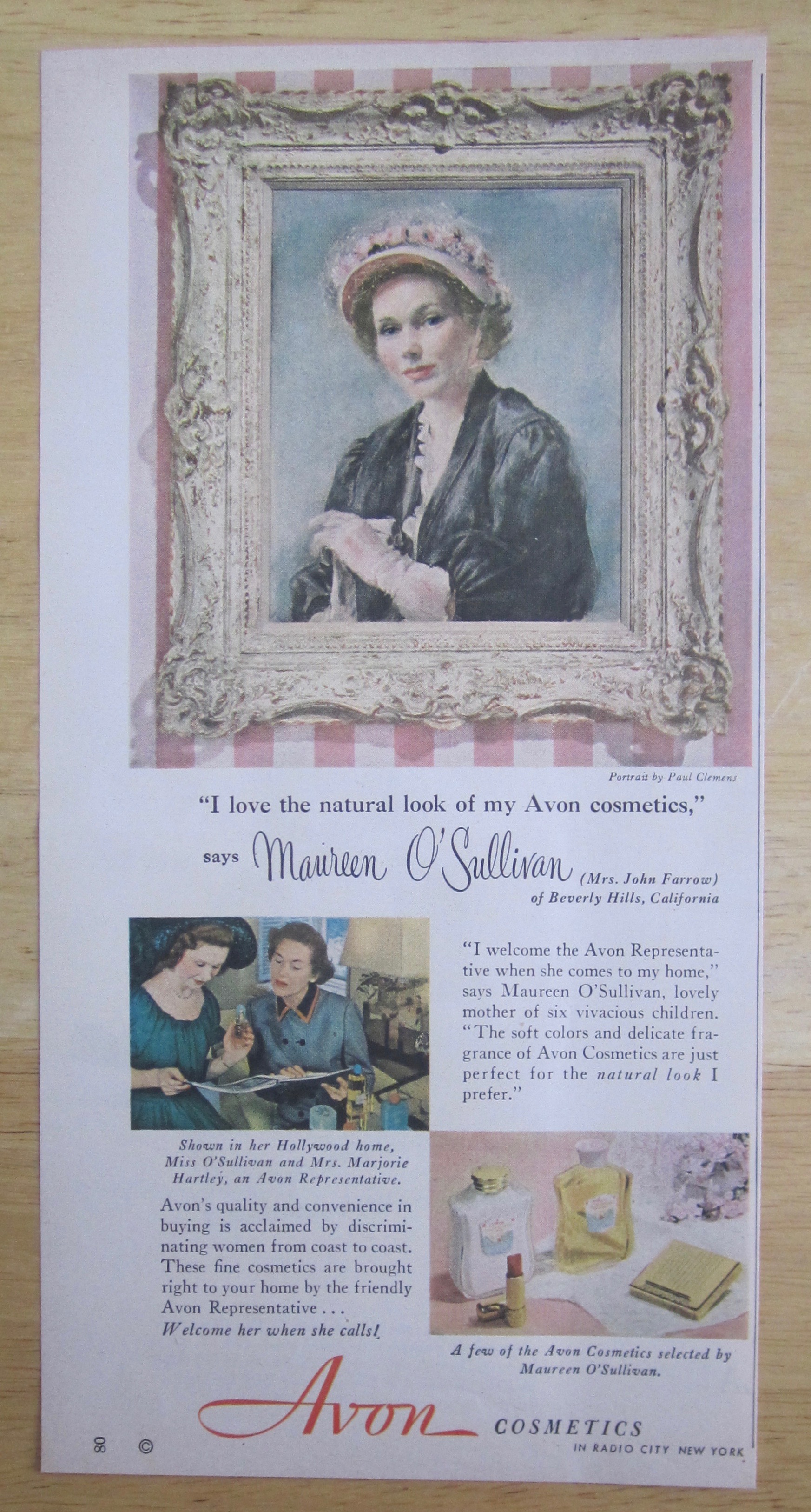 1950 Avon Cosmetics with Maureen O' Sullivan