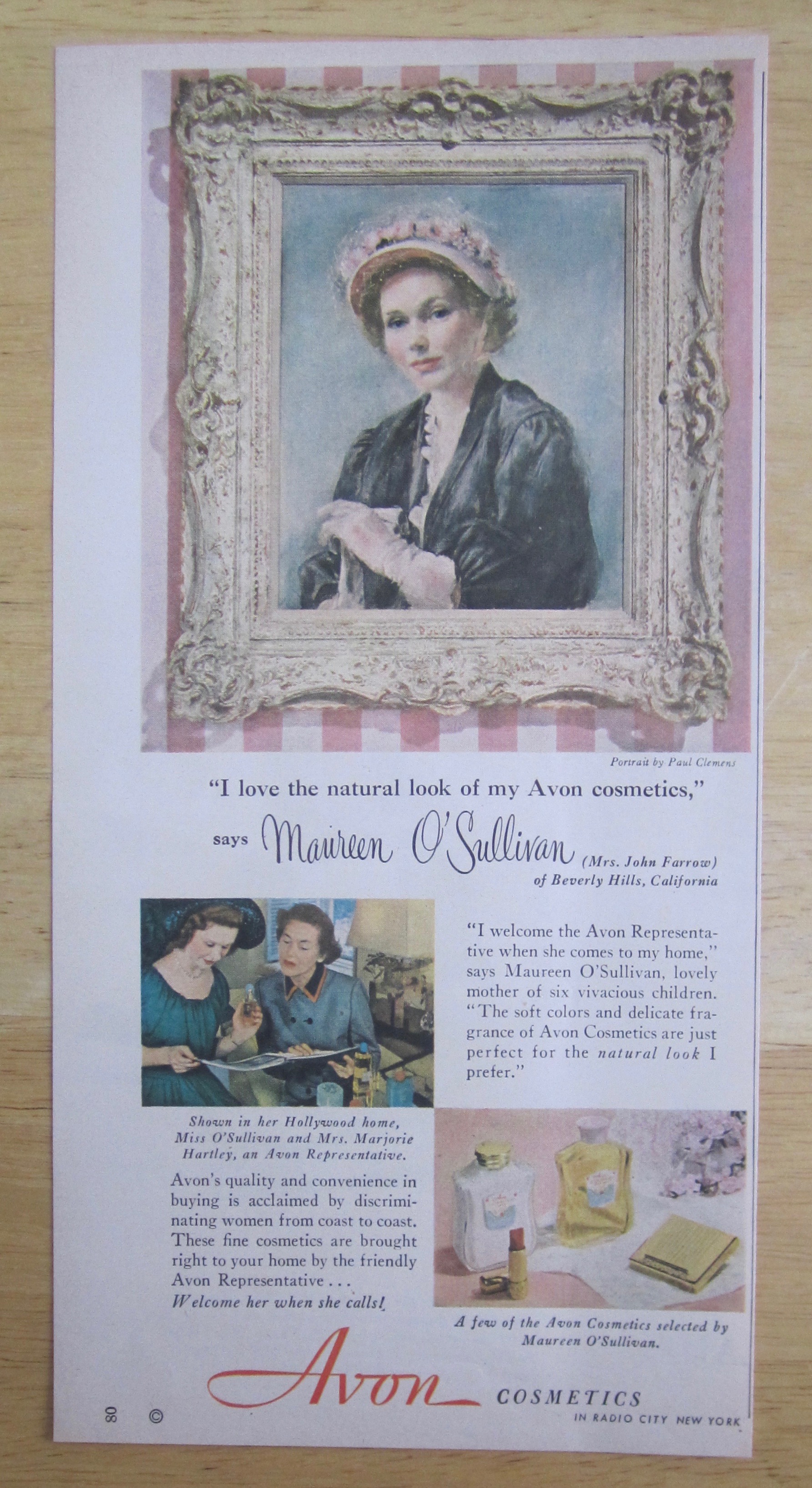 1950 Avon Cosmetics with Maureen O' Sullivan