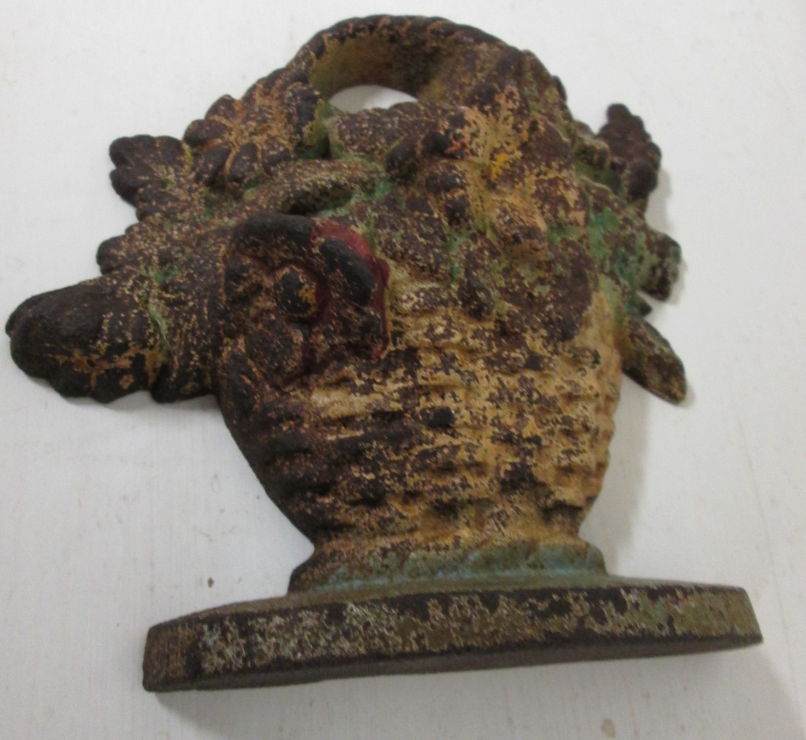 Door Stop Flower Basket Cast Iron