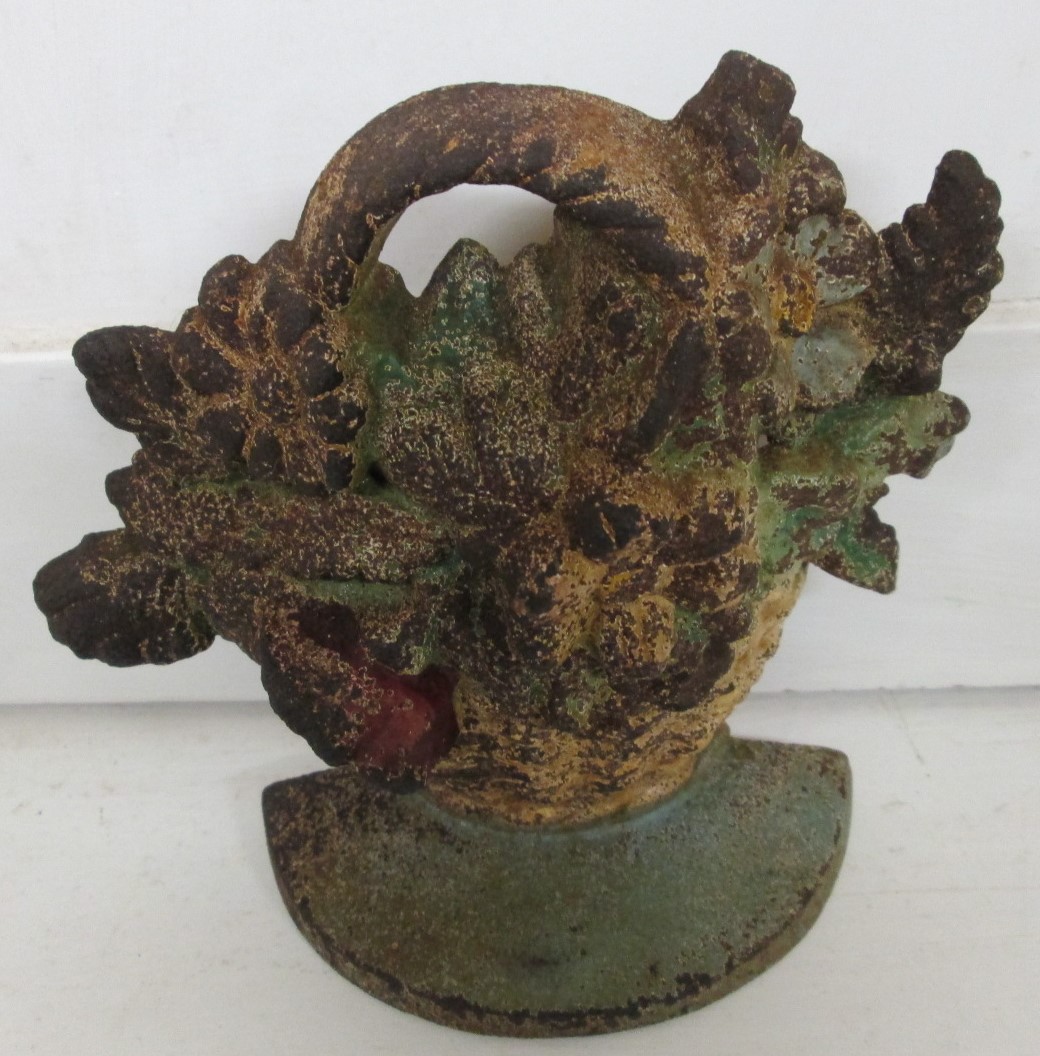 Door Stop Flower Basket Cast Iron