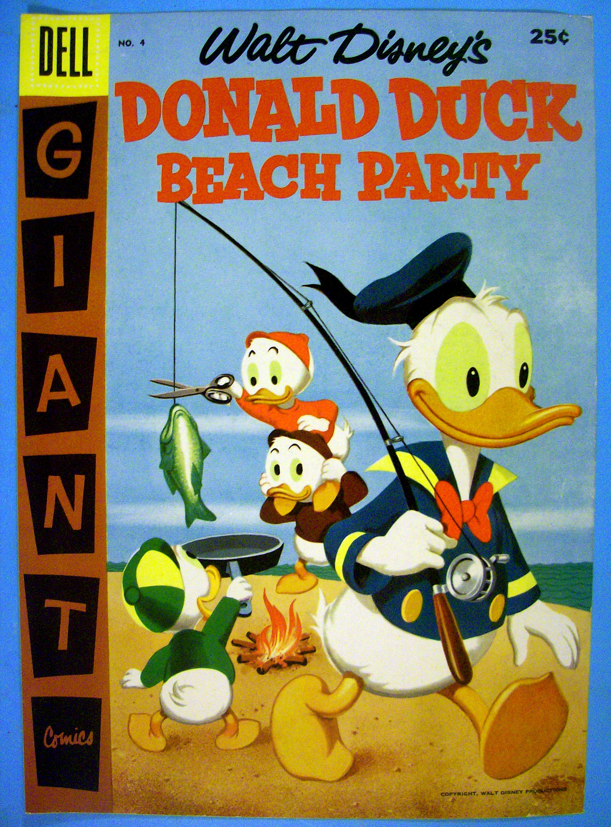 Donald Duck Beach Party Comic Cover #4 1957