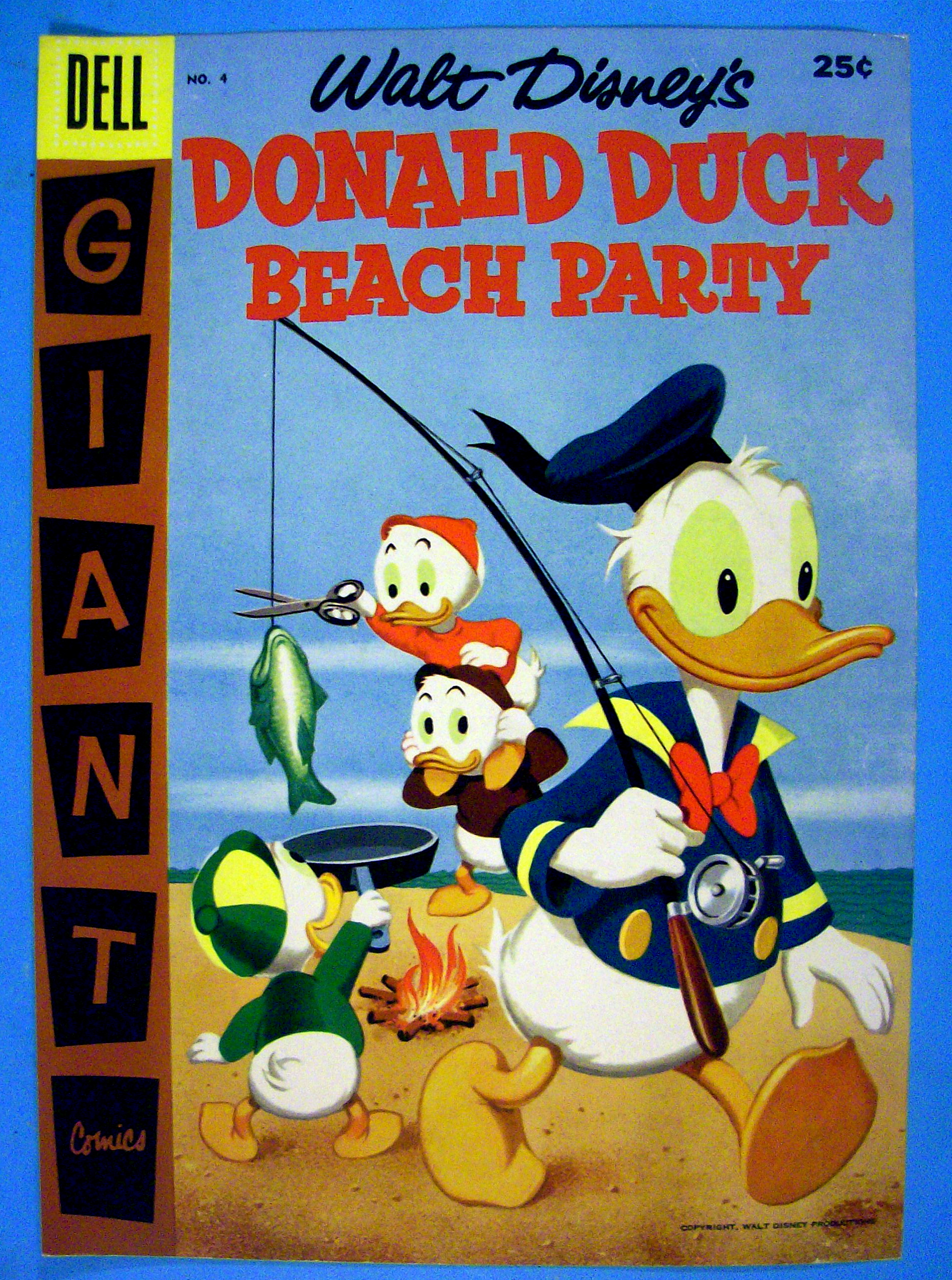 Donald Duck Beach Party Comic Cover #4 1957