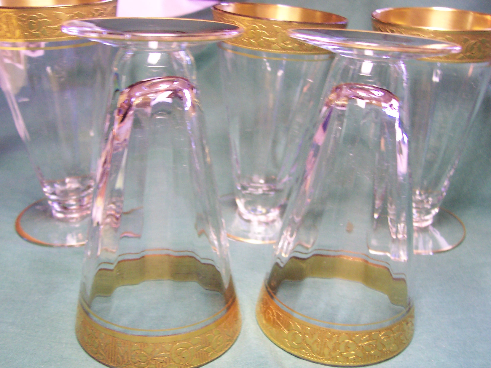 Fostoria Brocade Gold Encrusted Crystal set 5